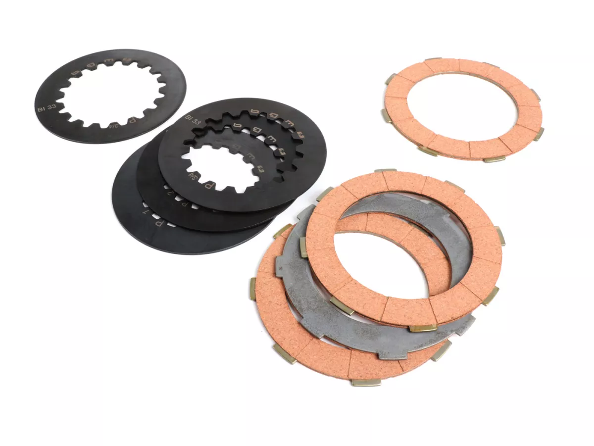 Koppelingsvoering set incl. stalen platen -BGM ORIGINAL Vespa Cosa2- geschikt voor koppelingskorf Vespa Cosa2/FL (1992-), PX (1995-), Superstrong, Scooter & Service, MMW, Ultrastrong - 4-discs
