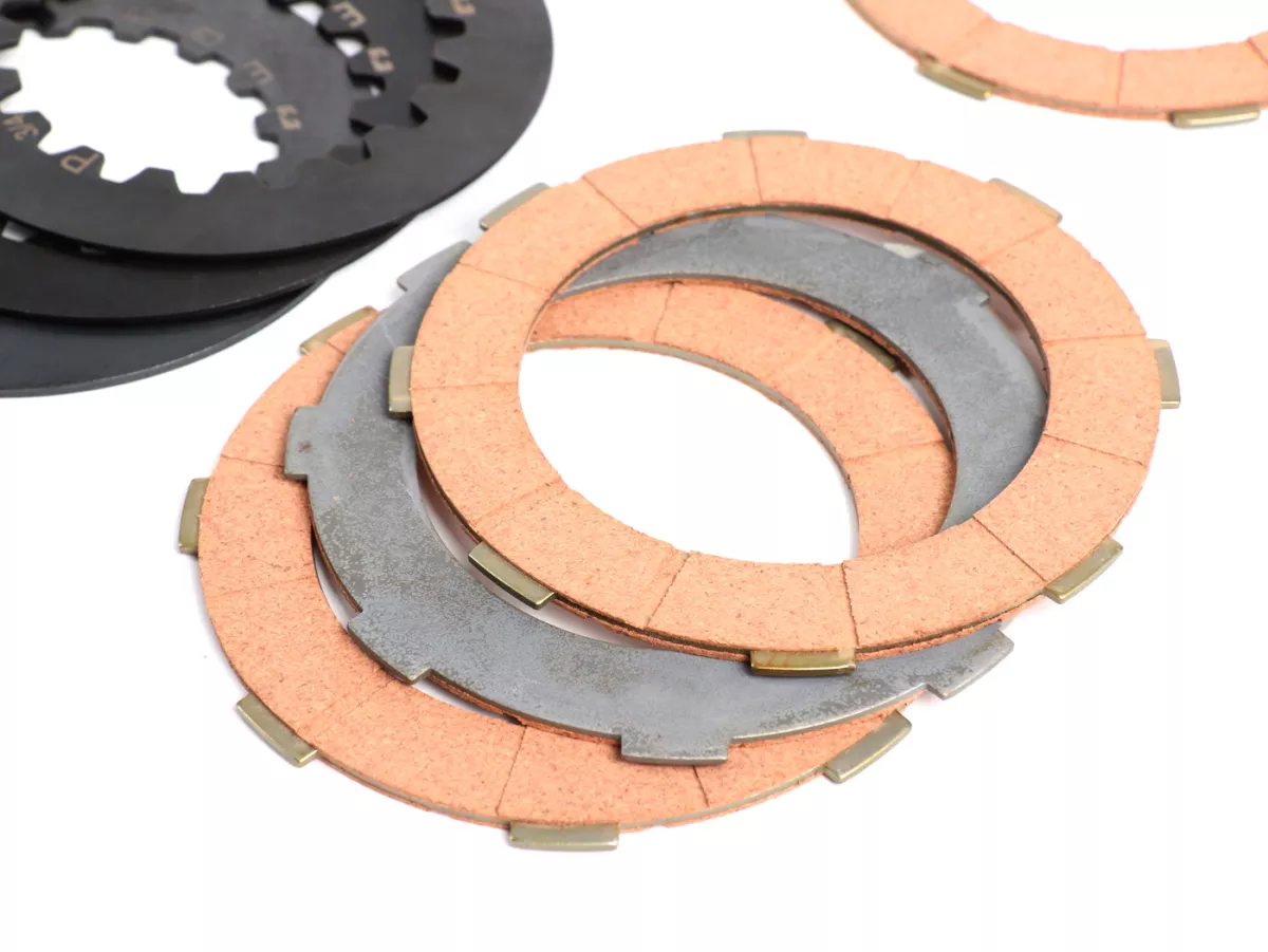Koppelingsvoering set incl. stalen platen -BGM ORIGINAL Vespa Cosa2- geschikt voor koppelingskorf Vespa Cosa2/FL (1992-), PX (1995-), Superstrong, Scooter & Service, MMW, Ultrastrong - 4-discs