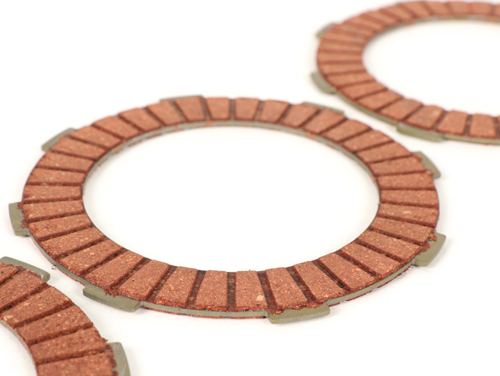 Clutch friction plate set -BGM PRO Steel- Superstrong Racing Red- Vespa Cosa2 - suitable for standard clutch basket of Vespa Cosa2/FL (1992-), PX (1995-), Superstrong, Scooter & Service, MMW, Ultrastrong - 4 plates