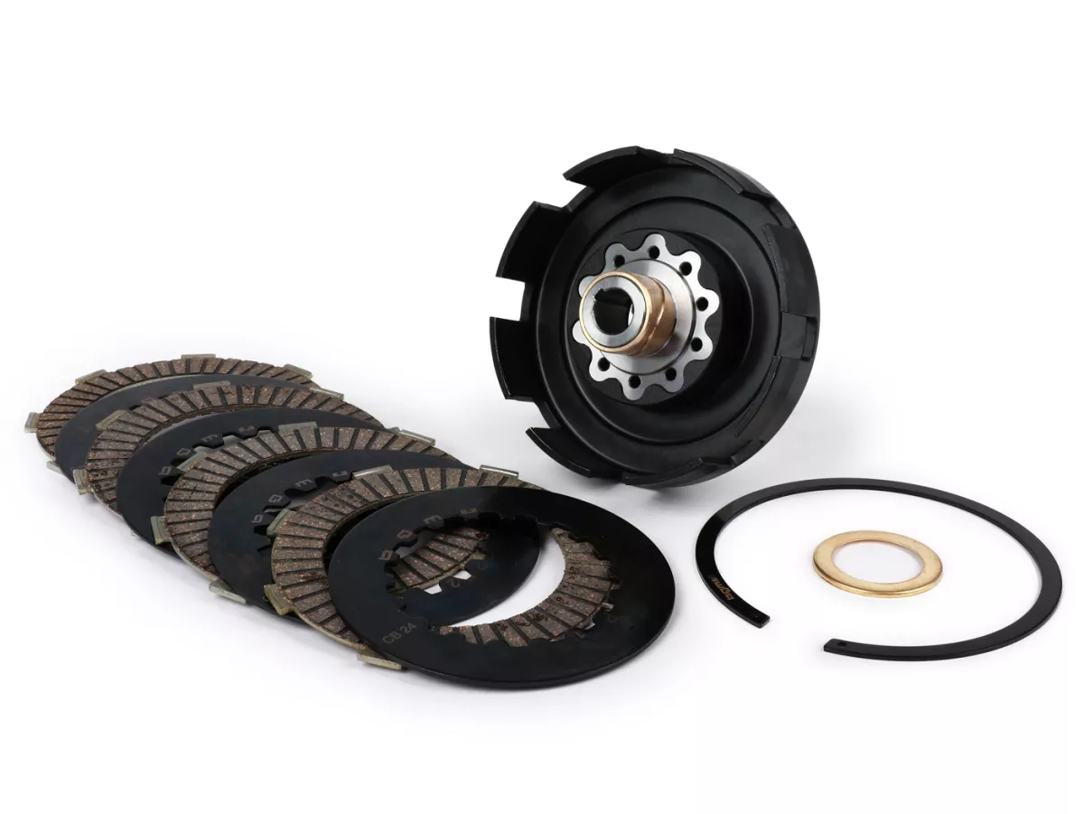 Kit d'embrayage -BGM PRO Superstrong 2.0 Touring CR Ultralube, type Cosa2/FL- Vespa PX - sans pignon d'embrayage, avec garnitures d'embrayage type BGM Pro TOURING Alu
