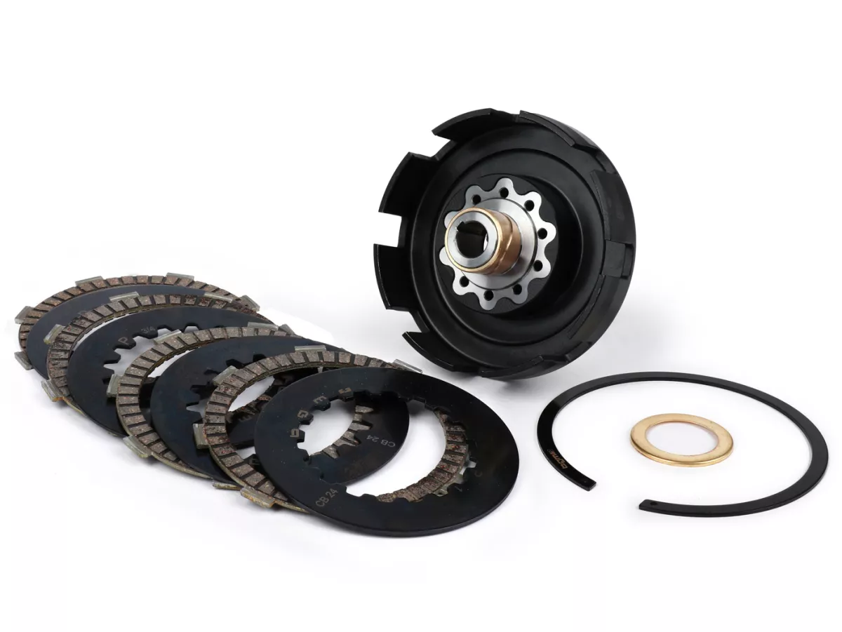 Kit d'embrayage -BGM PRO Superstrong 2.0 Sport CR80 Ultralube, type Cosa2/FL- Vespa PX - sans pignon d'embrayage, avec garnitures d'embrayage type BGM PRO SPORT Alu CR80