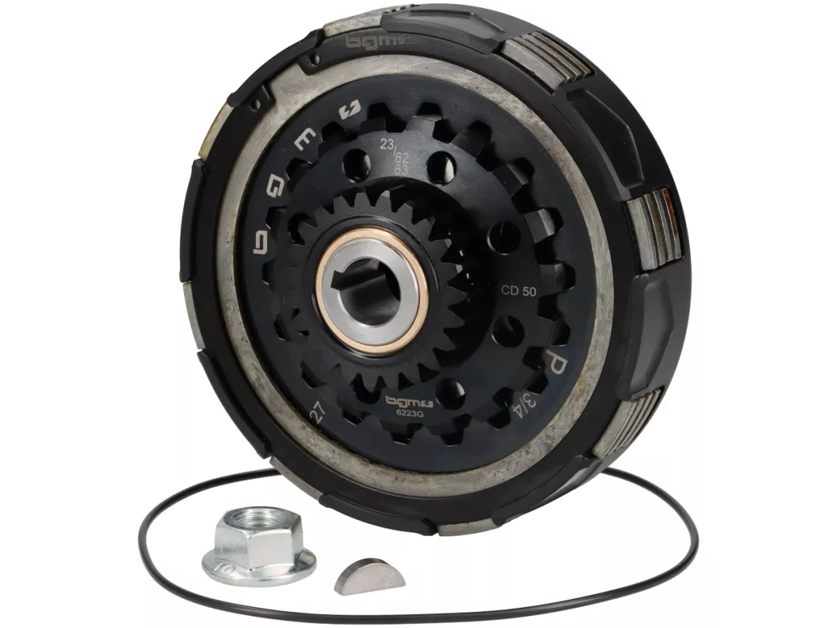 Koppeling 23Z (62/63) -BGM PRO Superstrong 2.0 Sport CR80 Ultralube - Facing CR80 (aluminium 16mm/sinter)- 23 tanden voor primair wiel BGM Pro 62/63Z (rechte vertanding) - Vespa PX, T5, Cosa, Sprint, Rally, GT/GTR, TS125, GL150, Super125 (VNC1 vanaf Nr110