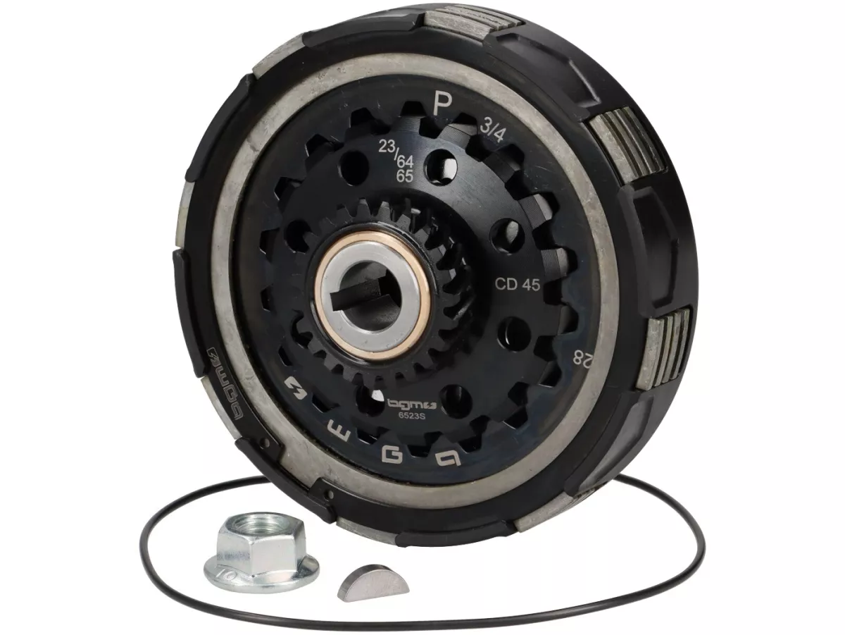 Koppeling 23Z (64/65) -BGM PRO Superstrong 2.0 Sport CR80 Ultralube - voering CR80 (aluminium 16mm/sinter)- 23 tanden voor primair wiel 64/65Z - Vespa PX200, Rally200 -(voor BGM8299, voor BGM8323)