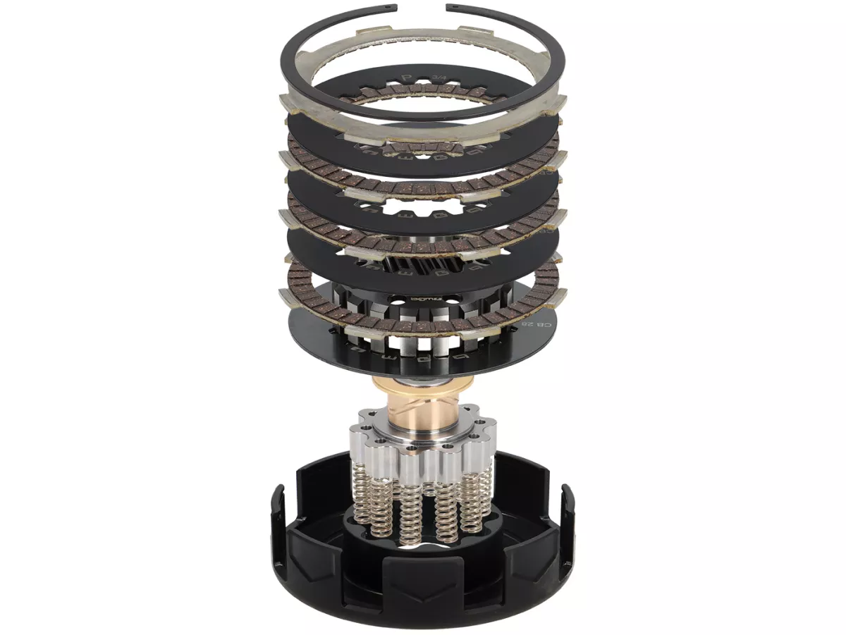 Koppeling 23Z (64/65) -BGM PRO Superstrong 2.0 Sport CR80 Ultralube - voering CR80 (aluminium 16mm/sinter)- 23 tanden voor primair wiel 64/65Z - Vespa PX200, Rally200 -(voor BGM8299, voor BGM8323)