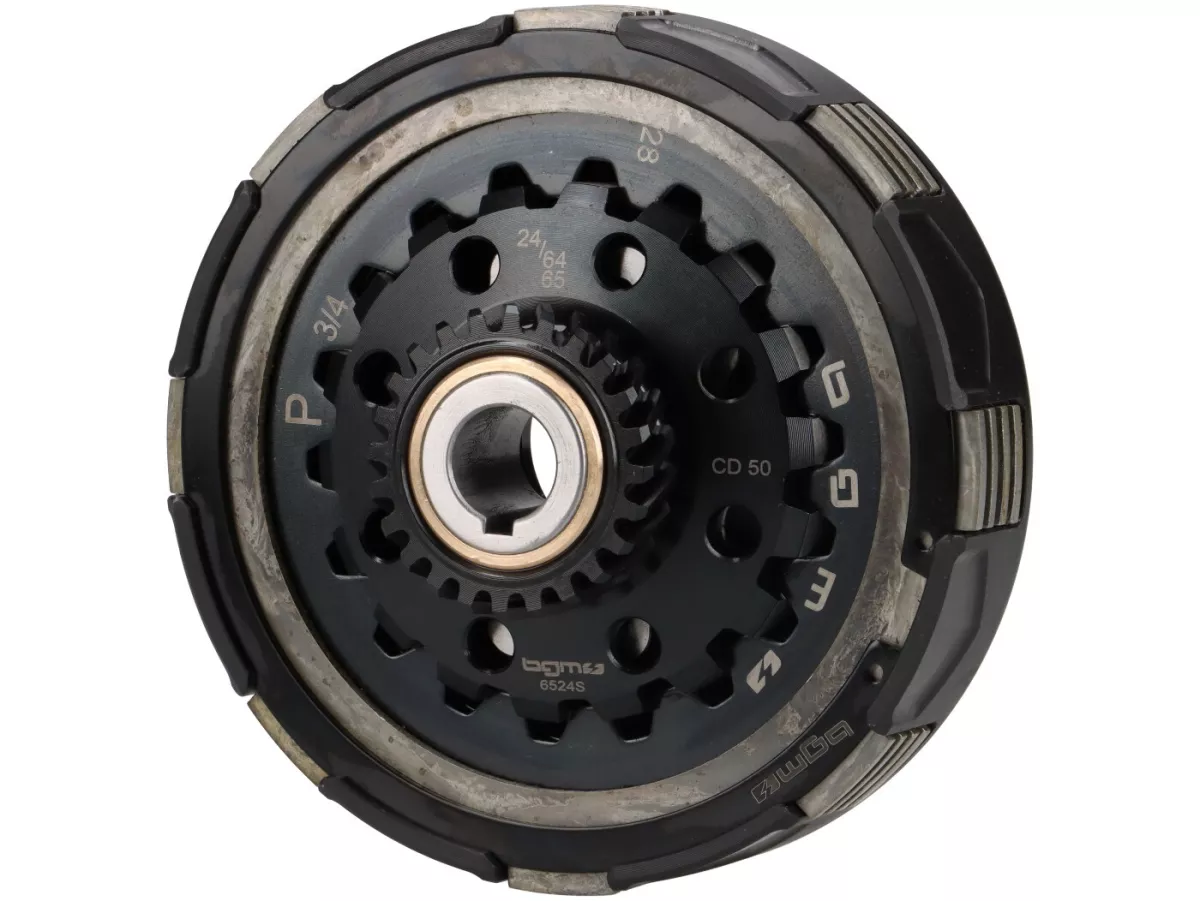 Koppeling 24Z (64/65) -BGM PRO Superstrong 2.0 Sport CR80 Ultralube - voering CR80 (aluminium 16mm/sinter)- 24 tanden voor primair wiel 64/65Z - Vespa PX200, Rally200 -(voor BGM8299D, voor BGM8324)