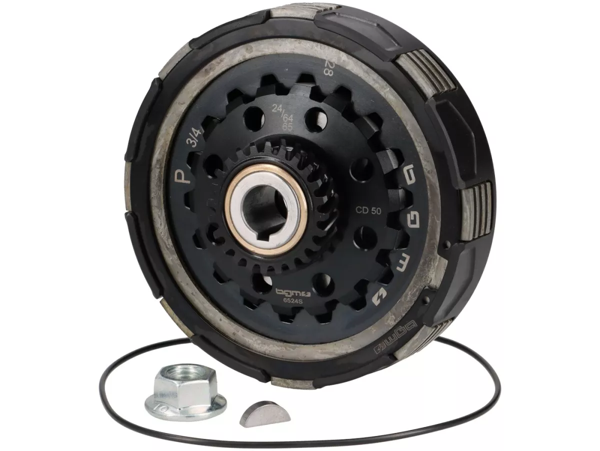 Koppeling 24Z (64/65) -BGM PRO Superstrong 2.0 Sport CR80 Ultralube - voering CR80 (aluminium 16mm/sinter)- 24 tanden voor primair wiel 64/65Z - Vespa PX200, Rally200 -(voor BGM8299D, voor BGM8324)