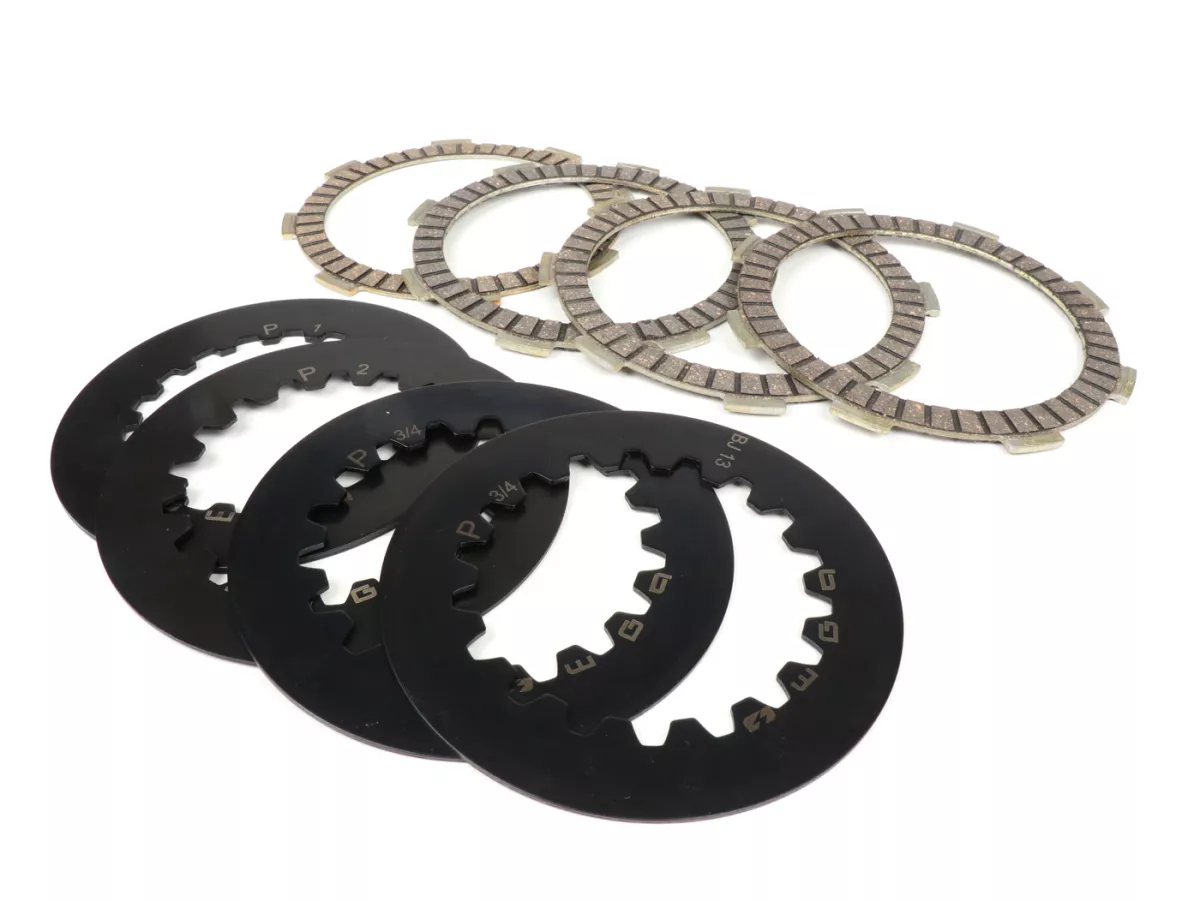 Set di rivestimenti per frizione incl. dischi in acciaio -BGM PRO SPORT Alu- tipo Honda CR80 (piastre larghe, 16mm), BGM PRO Superstrong CR, CR 2.0 Ultralube, Ø=110mm- 4 dischi