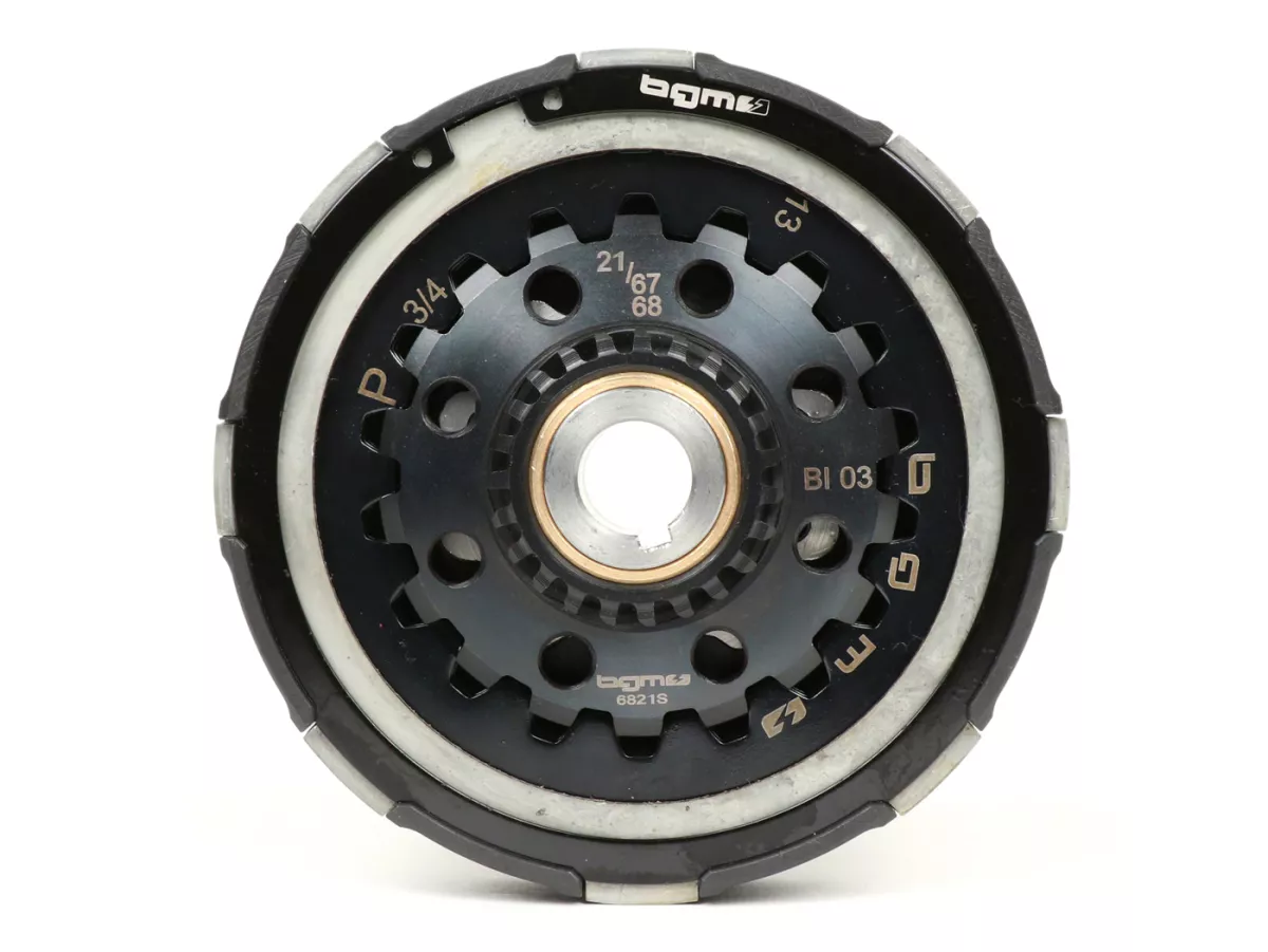 Embrayage -BGM PRO Superstrong 2.0 CR80 Ultralube SPORT Alu, type Cosa2/FL- pour pignon élastique de 67/68 dents - Vespa PX80, PX125, PX150, T5 125cc, Cosa, Sprint150, Rally180, GT125/GTR125, TS125, GL150, Super125 (VNC1, 11001-), Super150 - 21 dents