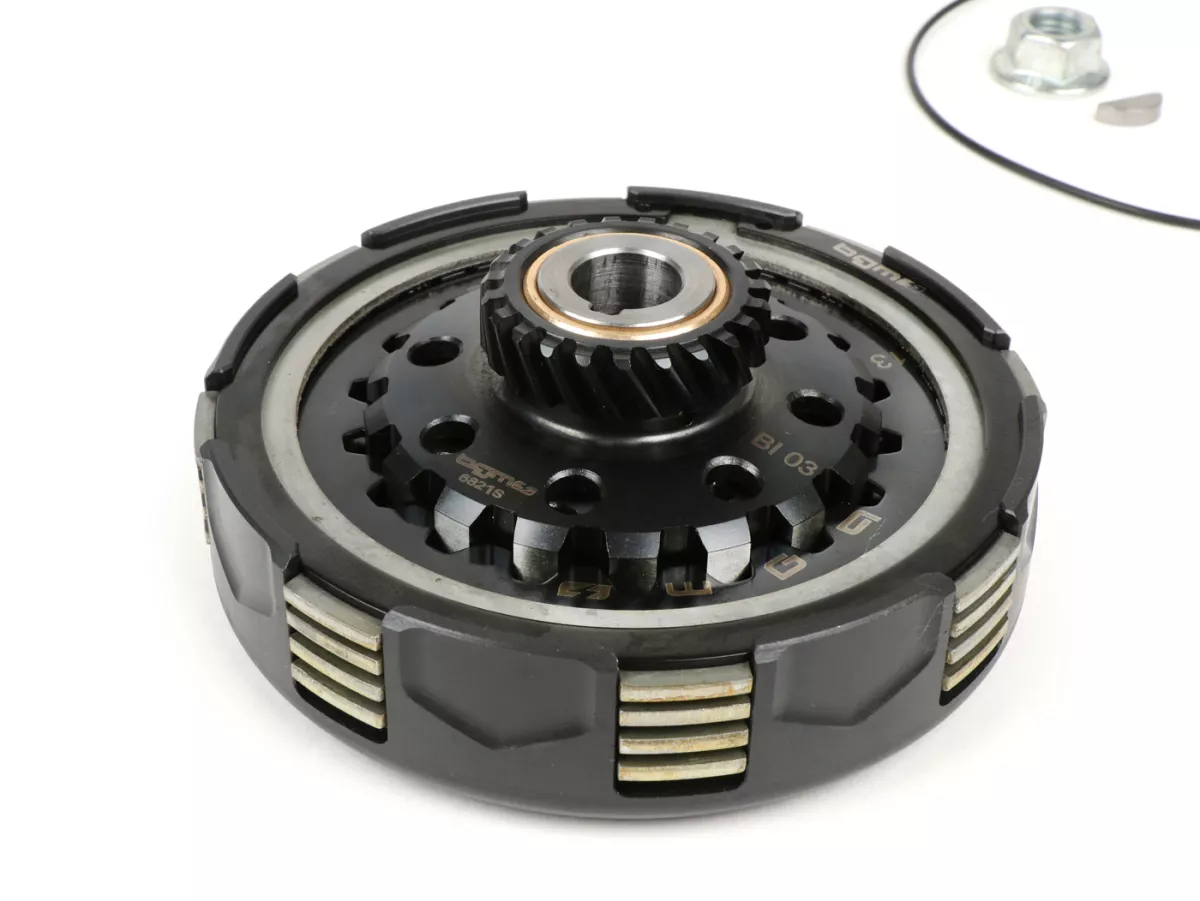 Embrayage -BGM PRO Superstrong 2.0 CR80 Ultralube SPORT Alu, type Cosa2/FL- pour pignon élastique de 67/68 dents - Vespa PX80, PX125, PX150, T5 125cc, Cosa, Sprint150, Rally180, GT125/GTR125, TS125, GL150, Super125 (VNC1, 11001-), Super150 - 21 dents