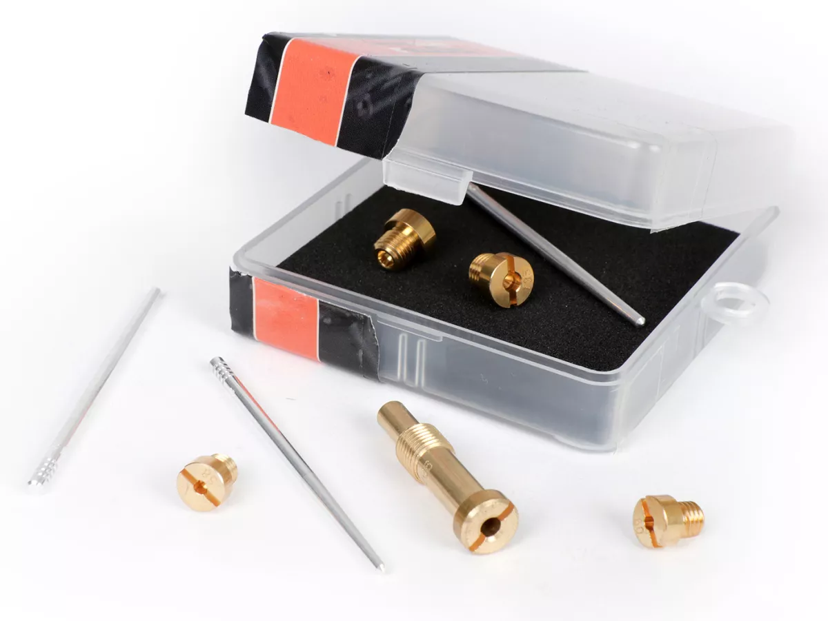 Kit de réglage pour carburateur -BGM PRO- Dellorto PHBH 28, PHBH 30 - gicleurs principaux (130, 135), gicleurs de ralenti (58, 60), atomiseur (AS266), aiguilles (X3, X7, X13)