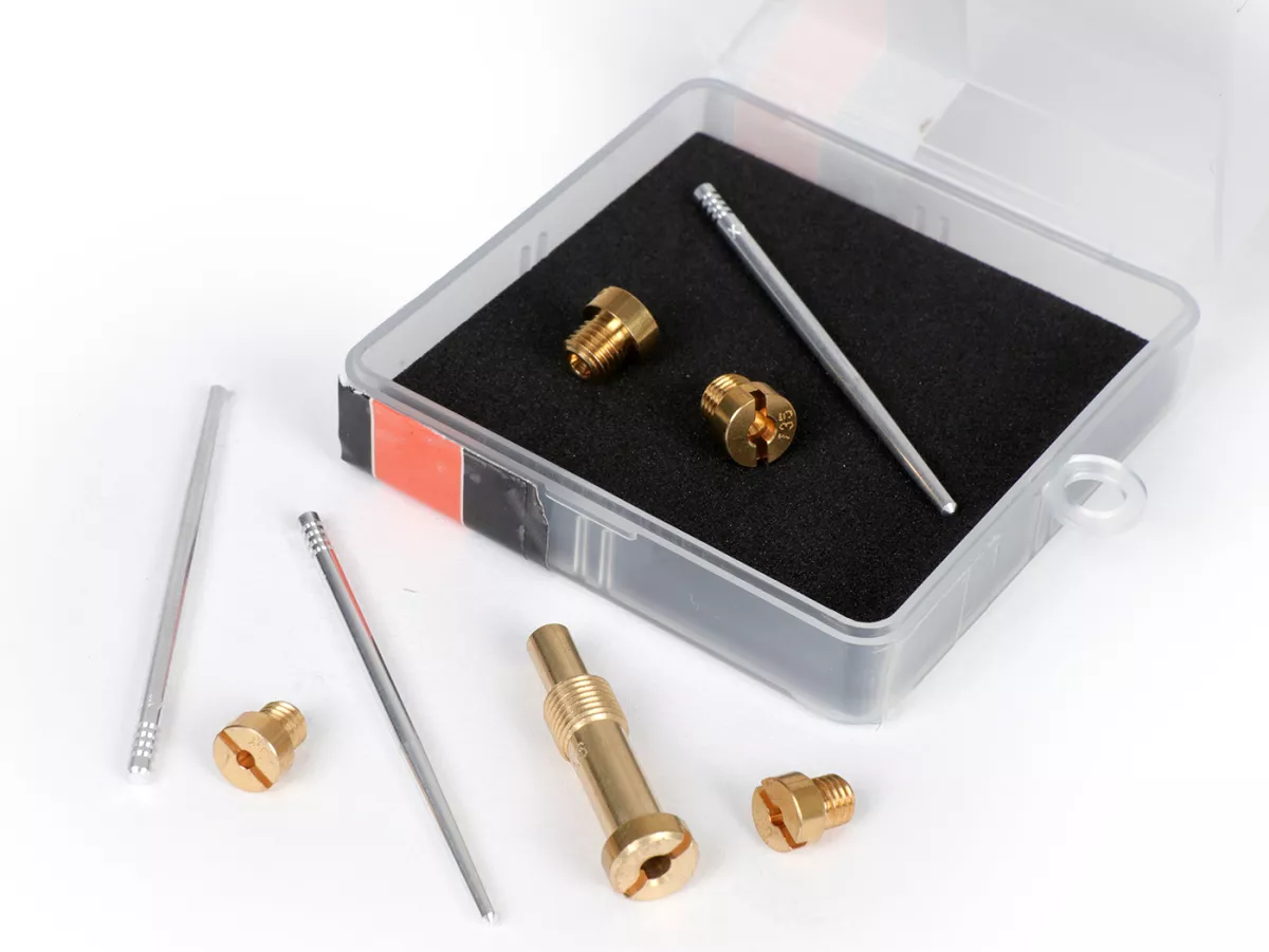 Kit de réglage pour carburateur -BGM PRO- Dellorto PHBH 28, PHBH 30 - gicleurs principaux (130, 135), gicleurs de ralenti (58, 60), atomiseur (AS266), aiguilles (X3, X7, X13)
