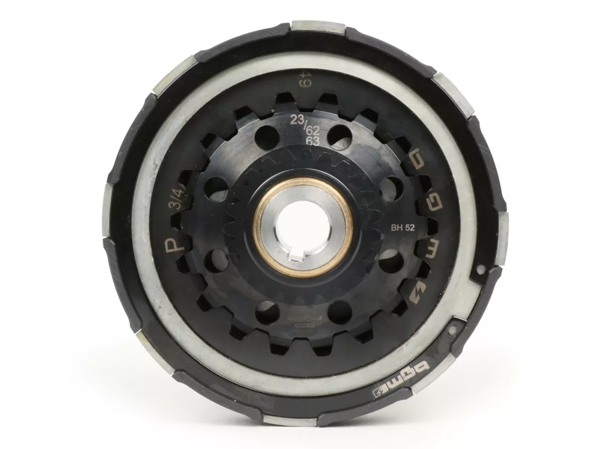 Koppeling incl. primair tandwiel -BGM Pro Superstrong 2.0 CR80 Ultralube SPORT Alu, type Cosa2/FL- Primair tandwiel BGM Pro 62Z (recht afgesneden)- Vespa PX80, PX125, PX150, PX200, Cosa, T5, Sprint150 Veloce, Rally, GTR, TS125, Super150 (VBC) - Z23/62 (2.