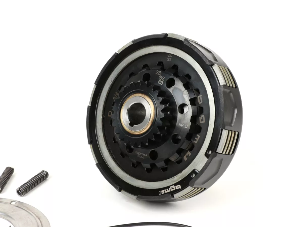 Koppeling incl. primair tandwiel -BGM Pro Superstrong 2.0 CR80 Ultralube SPORT Alu, type Cosa2/FL- Primair tandwiel BGM Pro 63Z (recht afgesneden)- Vespa PX80, PX125, PX150, PX200, Cosa, T5, Sprint150 Veloce, Rally, GTR, TS125, Super150 (VBC) - Z23/63 (2.