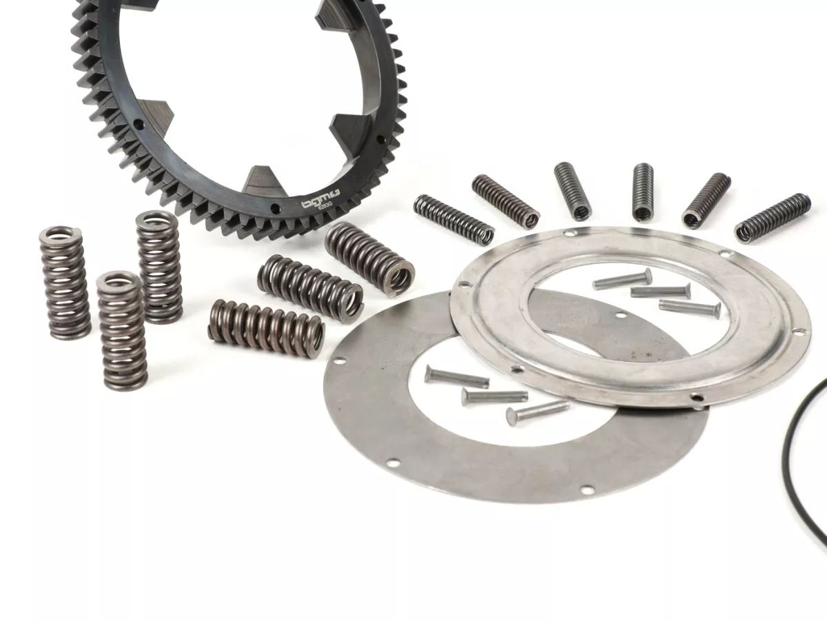 Koppeling incl. primair tandwiel -BGM Pro Superstrong 2.0 CR80 Ultralube SPORT Alu, type Cosa2/FL- Primair tandwiel BGM Pro 63Z (recht afgesneden)- Vespa PX80, PX125, PX150, PX200, Cosa, T5, Sprint150 Veloce, Rally, GTR, TS125, Super150 (VBC) - Z23/63 (2.