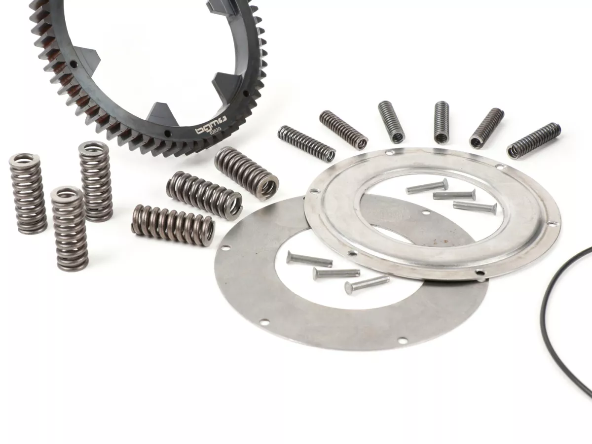Clutch incl. primary drive set -BGM Pro Superstrong 2.0 CR80 Ultralube SPORT Alu, type Cosa2/FL - primary gear BGM Pro 62 tooth (straight) - Vespa PX80, PX125, PX150, PX200, Cosa, T5, Sprint150 Veloce, Rally, GTR, TS125, Super150 (VBC) - 24/62 tooth (2.58