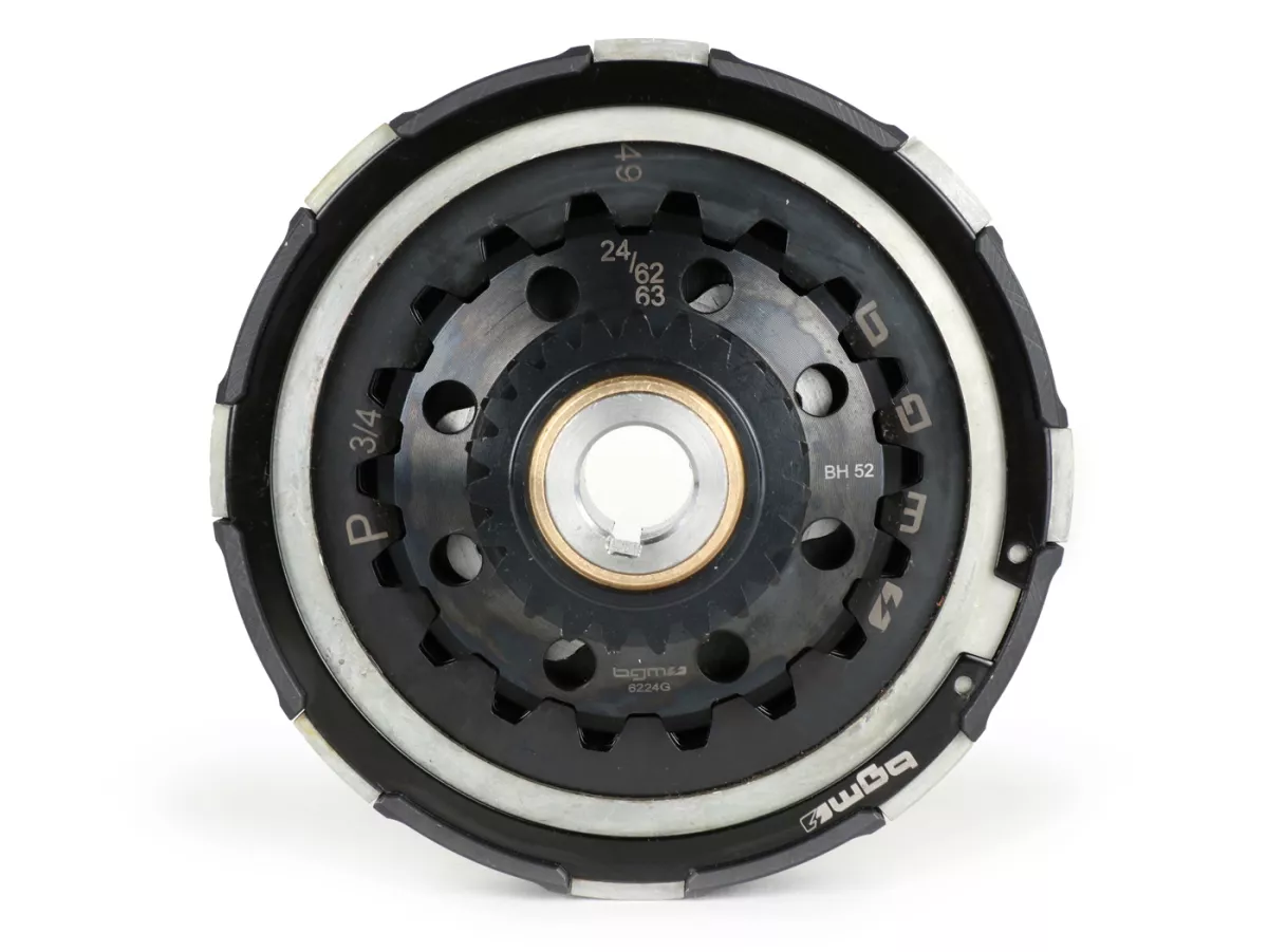 Clutch incl. primary drive set -BGM Pro Superstrong 2.0 CR80 Ultralube SPORT Alu, type Cosa2/FL - primary gear BGM Pro 62 tooth (straight) - Vespa PX80, PX125, PX150, PX200, Cosa, T5, Sprint150 Veloce, Rally, GTR, TS125, Super150 (VBC) - 24/62 tooth (2.58