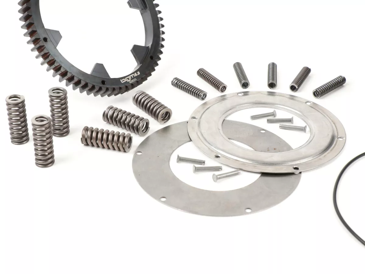 Koppeling incl. primair tandwiel -BGM Pro Superstrong 2.0 CR80 Ultralube SPORT Alu, type Cosa2/FL- Primair tandwiel BGM Pro 62Z (recht afgesneden)- Vespa PX80, PX125, PX150, PX200, Cosa, T5, Sprint150 Veloce, Rally, GTR, TS125, Super150 (VBC) - Z25/62 (2.