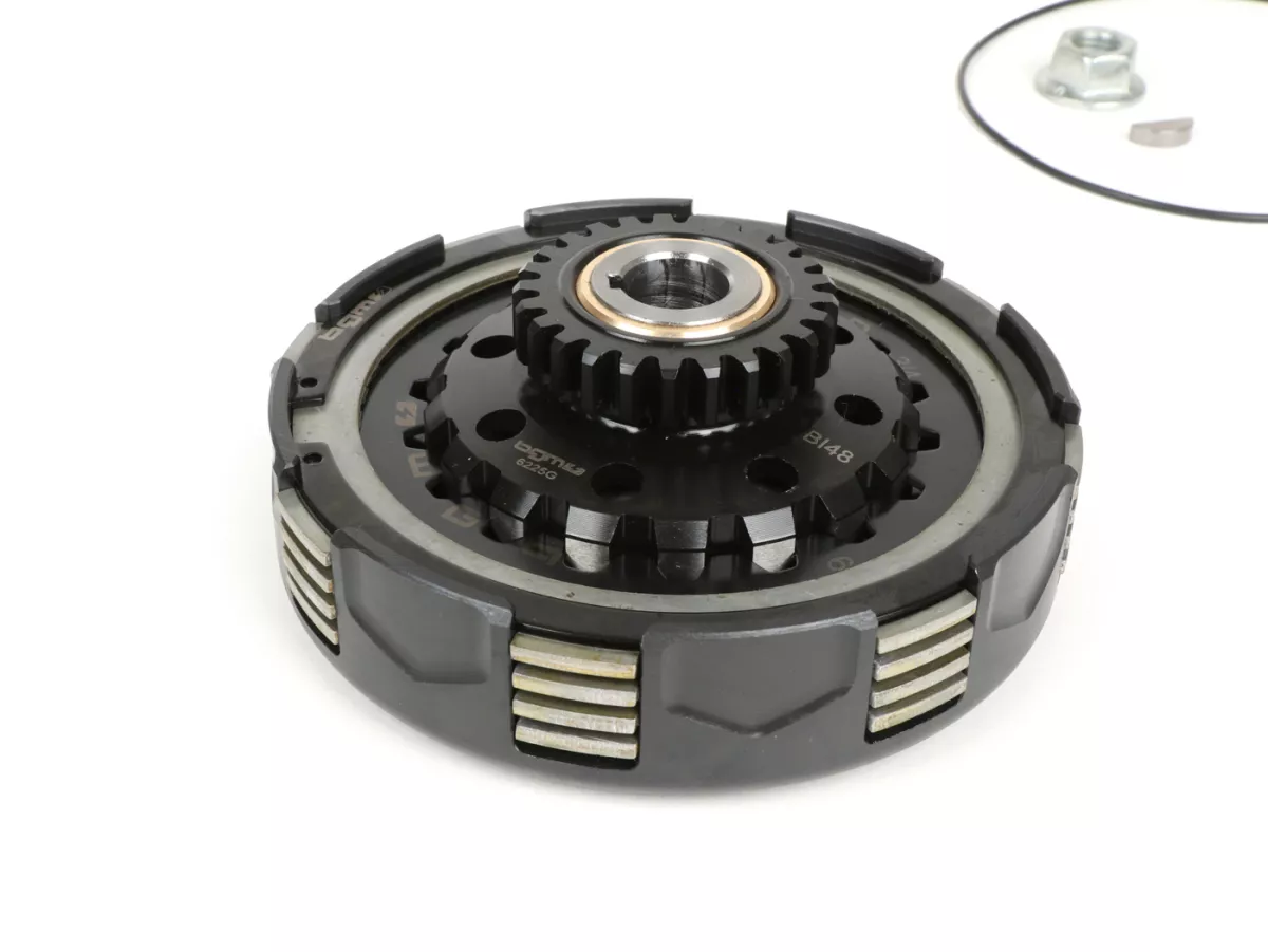 Koppeling incl. primair tandwiel -BGM Pro Superstrong 2.0 CR80 Ultralube SPORT Alu, type Cosa2/FL- Primair tandwiel BGM Pro 62Z (recht afgesneden)- Vespa PX80, PX125, PX150, PX200, Cosa, T5, Sprint150 Veloce, Rally, GTR, TS125, Super150 (VBC) - Z25/62 (2.