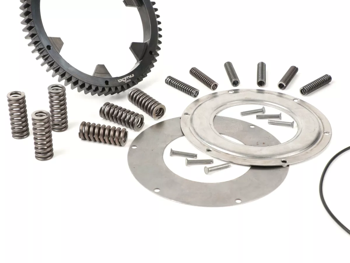 Koppeling incl. primair tandwiel -BGM Pro Superstrong 2.0 CR80 Ultralube SPORT Alu, type Cosa2/FL- Primair tandwiel BGM Pro 63Z (recht afgesneden)- Vespa PX80, PX125, PX150, PX200, Cosa, T5, Sprint150 Veloce, Rally, GTR, TS125, Super150 (VBC) - Z25/63 (2.