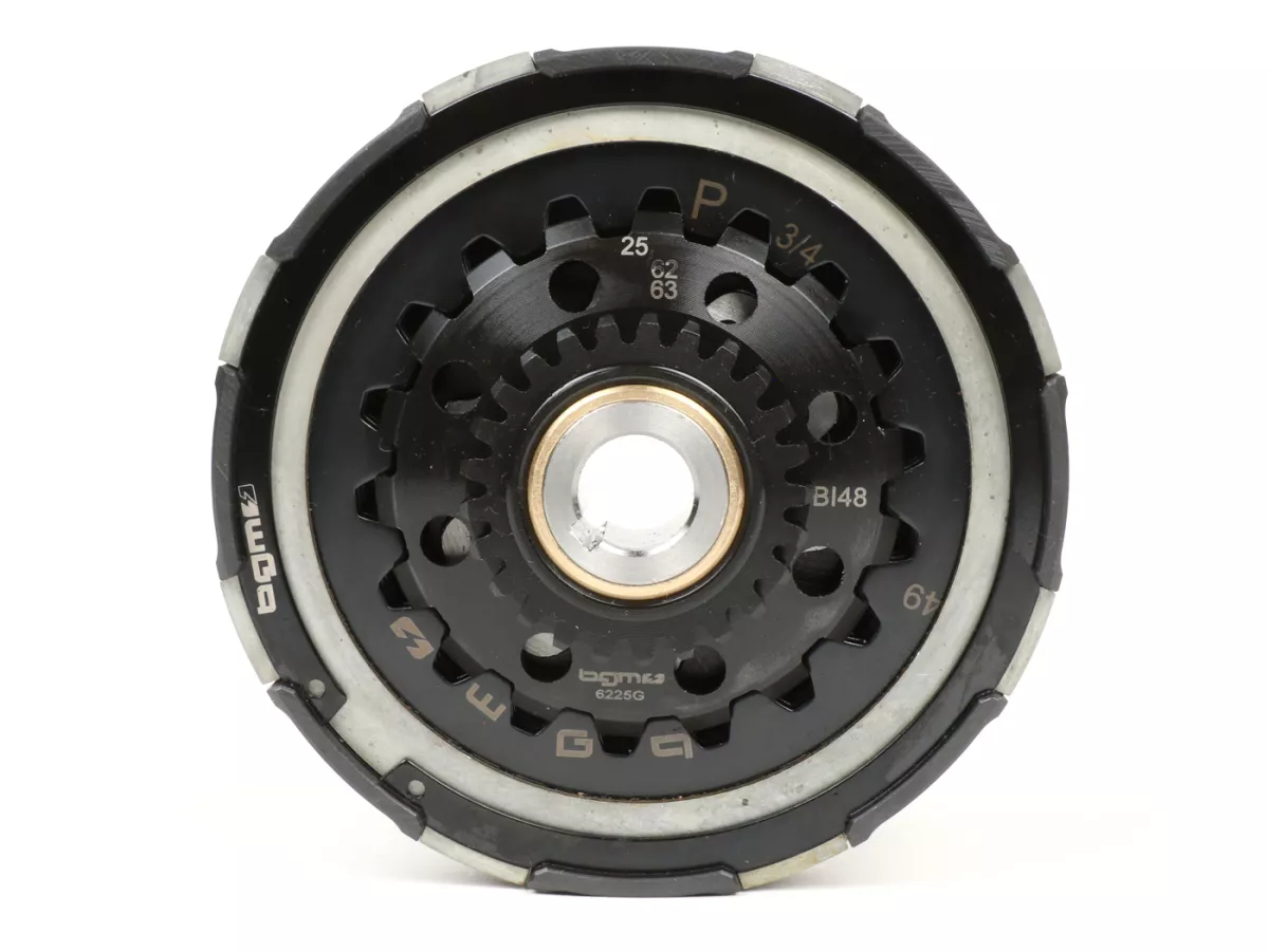 Koppeling incl. primair tandwiel -BGM Pro Superstrong 2.0 CR80 Ultralube SPORT Alu, type Cosa2/FL- Primair tandwiel BGM Pro 63Z (recht afgesneden)- Vespa PX80, PX125, PX150, PX200, Cosa, T5, Sprint150 Veloce, Rally, GTR, TS125, Super150 (VBC) - Z25/63 (2.
