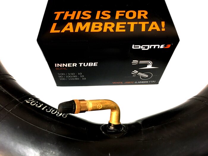 Tube -BGM PRO 10 inch- 3.50-10, 100/80-10, 100/90-10 - valve position type Lambretta