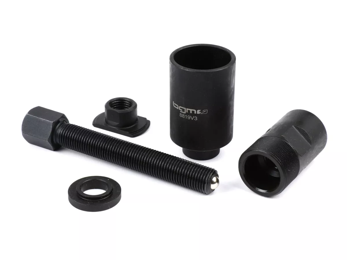 bgm PRO Multitool V3.0 - Penarik -M26 x 1.0 (dalam) + 28x1.0 (luar) - (penarik kopling tipe Vespa Smallframe / penarik roda tiang Vespa, Piaggio 125-180 cc 2-tak) + kompresor kopling