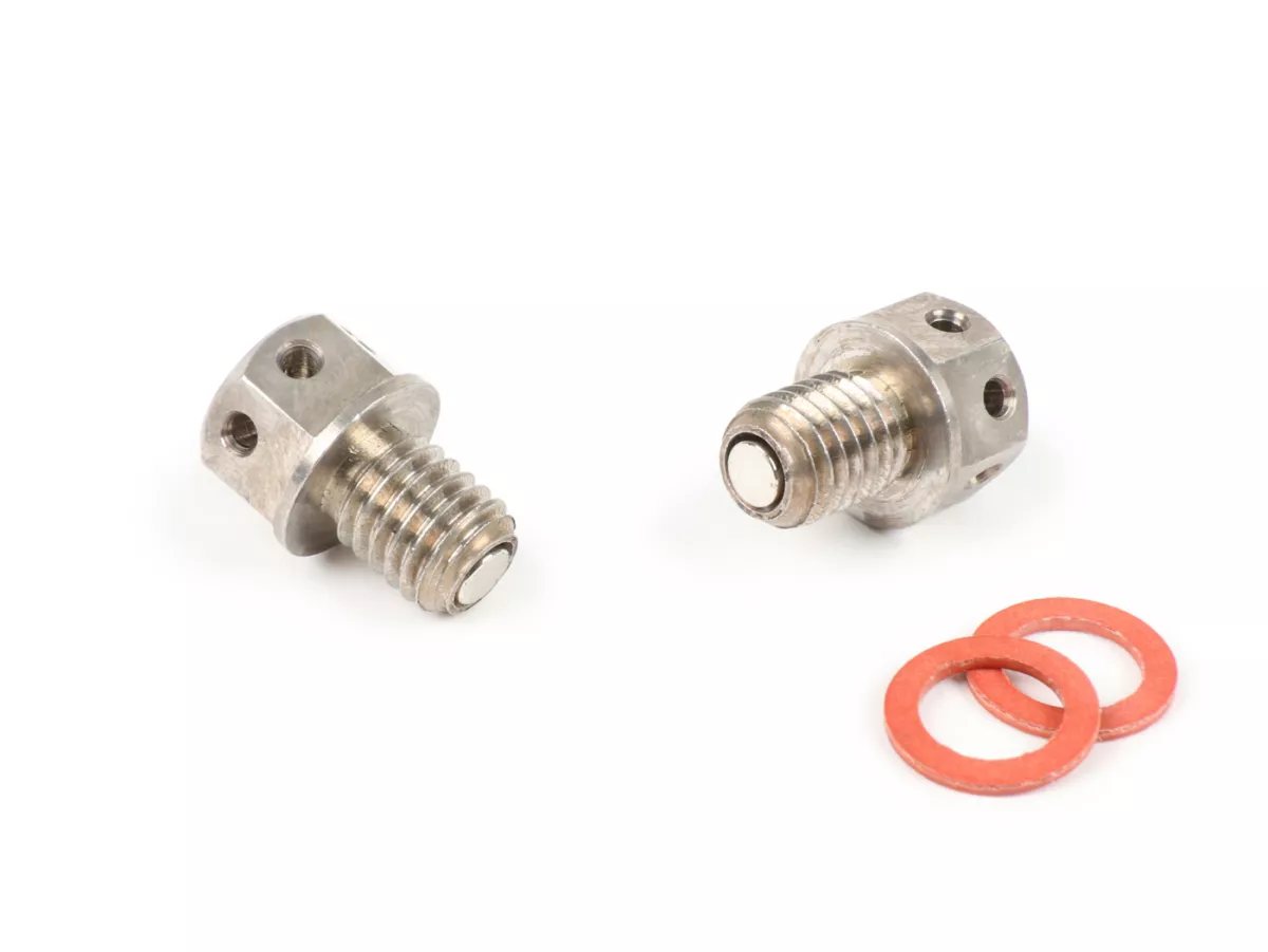 Oil drain plug set M8 x 8mm -BGM PRO with neodym magnet- Vespa PX, T5 125cc, Cosa, Rally180 (VSD1T), Rally200 (VSE1T), Sprint150 (VLB1T), TS125 (VNL3T), GT125 (VNL2T), GTR125 (VNL2T), GL150 (VLA1T), Super, SS180 (VSC1T), GS160 / GS4 (VSB1T), VNA, VNB, VBA