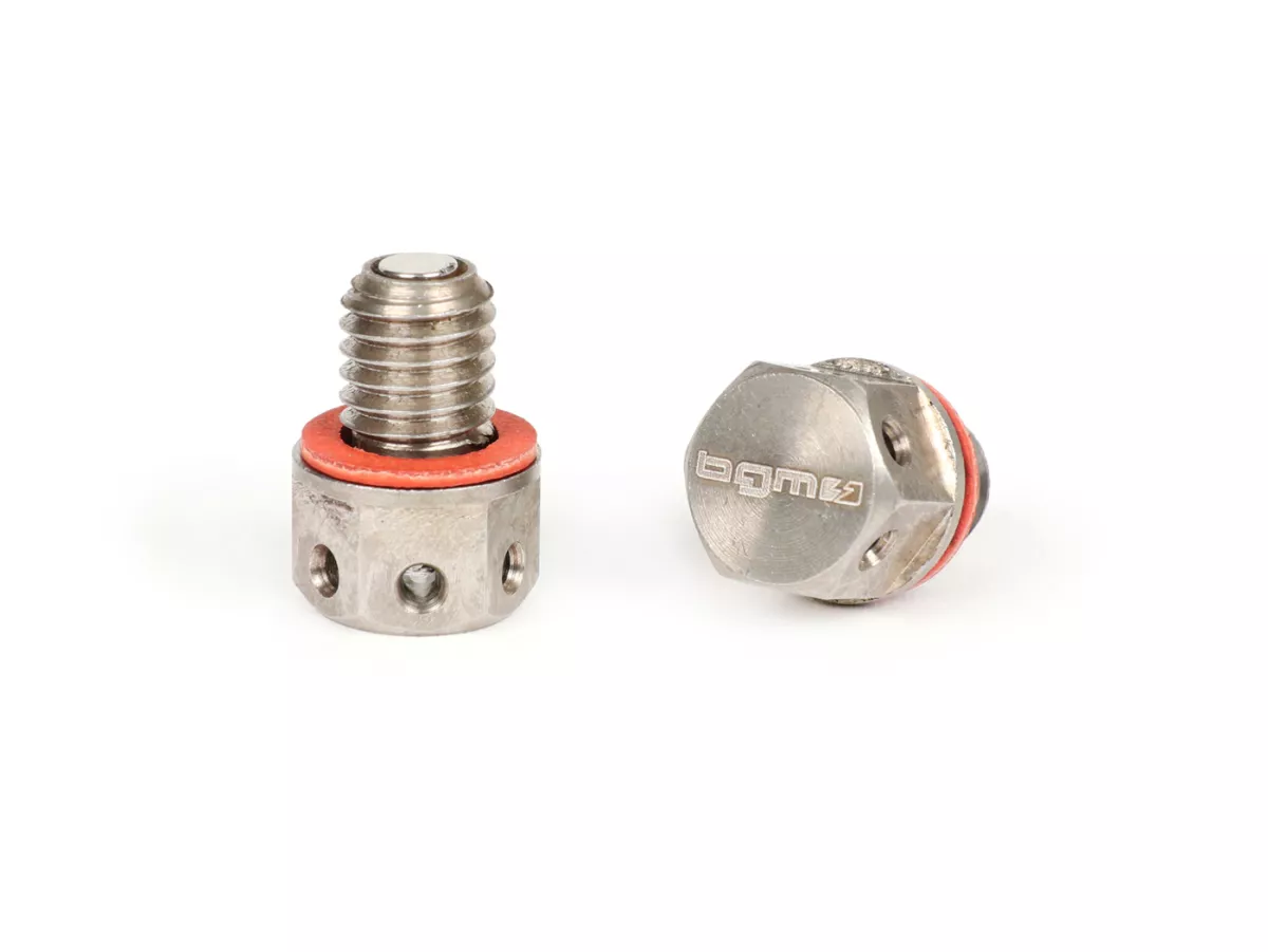 Oil drain plug set M8 x 8mm -BGM PRO with neodym magnet- Vespa PX, T5 125cc, Cosa, Rally180 (VSD1T), Rally200 (VSE1T), Sprint150 (VLB1T), TS125 (VNL3T), GT125 (VNL2T), GTR125 (VNL2T), GL150 (VLA1T), Super, SS180 (VSC1T), GS160 / GS4 (VSB1T), VNA, VNB, VBA