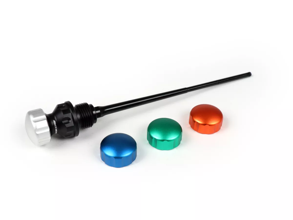 Oil filler cap with dipstick for engine oil -BIKERS, silver, green, orange, blue - Sprint 125 (RP8M82111, ZAPM81300, ZAPM81301, ZAPMA1300), Vespa Sprint 150 (ZAPM81401, ZAPMA1400), Vespa GTS 125 3V (RP8M45310, RP8M45312), Vespa GTS 150 3V (RP8M45410), Ves