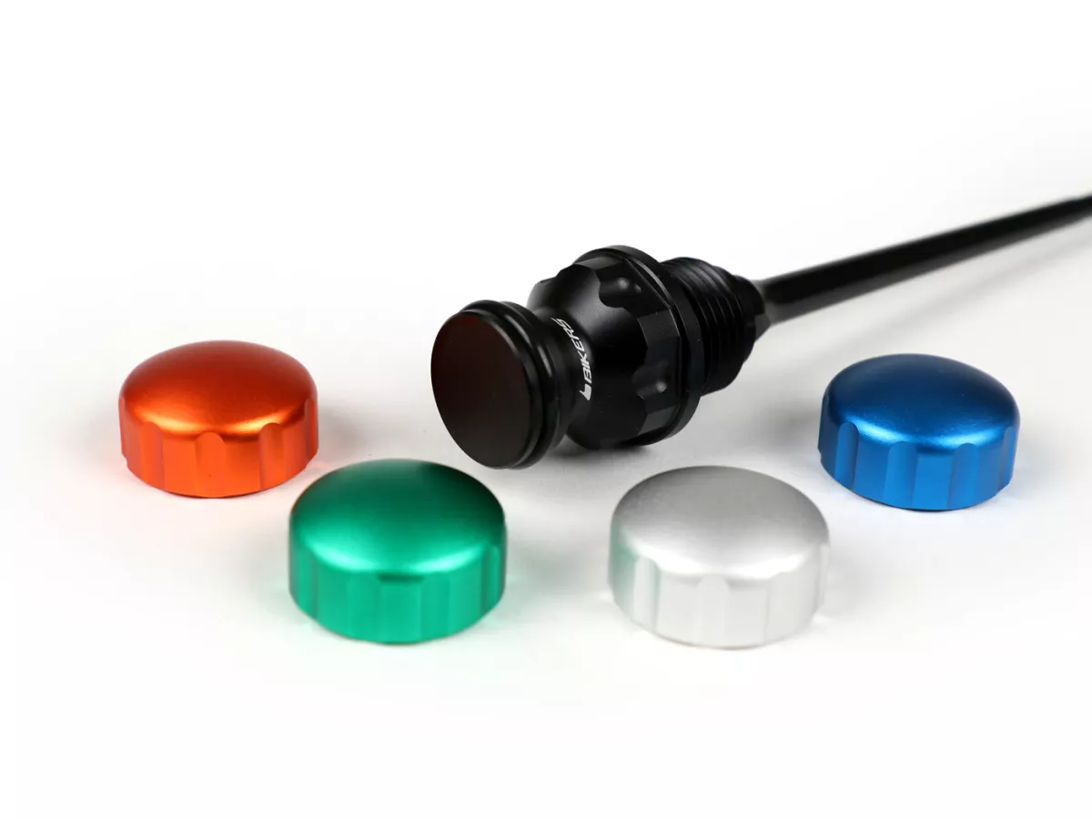Oil filler cap with dipstick for engine oil -BIKERS, silver, green, orange, blue - Sprint 125 (RP8M82111, ZAPM81300, ZAPM81301, ZAPMA1300), Vespa Sprint 150 (ZAPM81401, ZAPMA1400), Vespa GTS 125 3V (RP8M45310, RP8M45312), Vespa GTS 150 3V (RP8M45410), Ves
