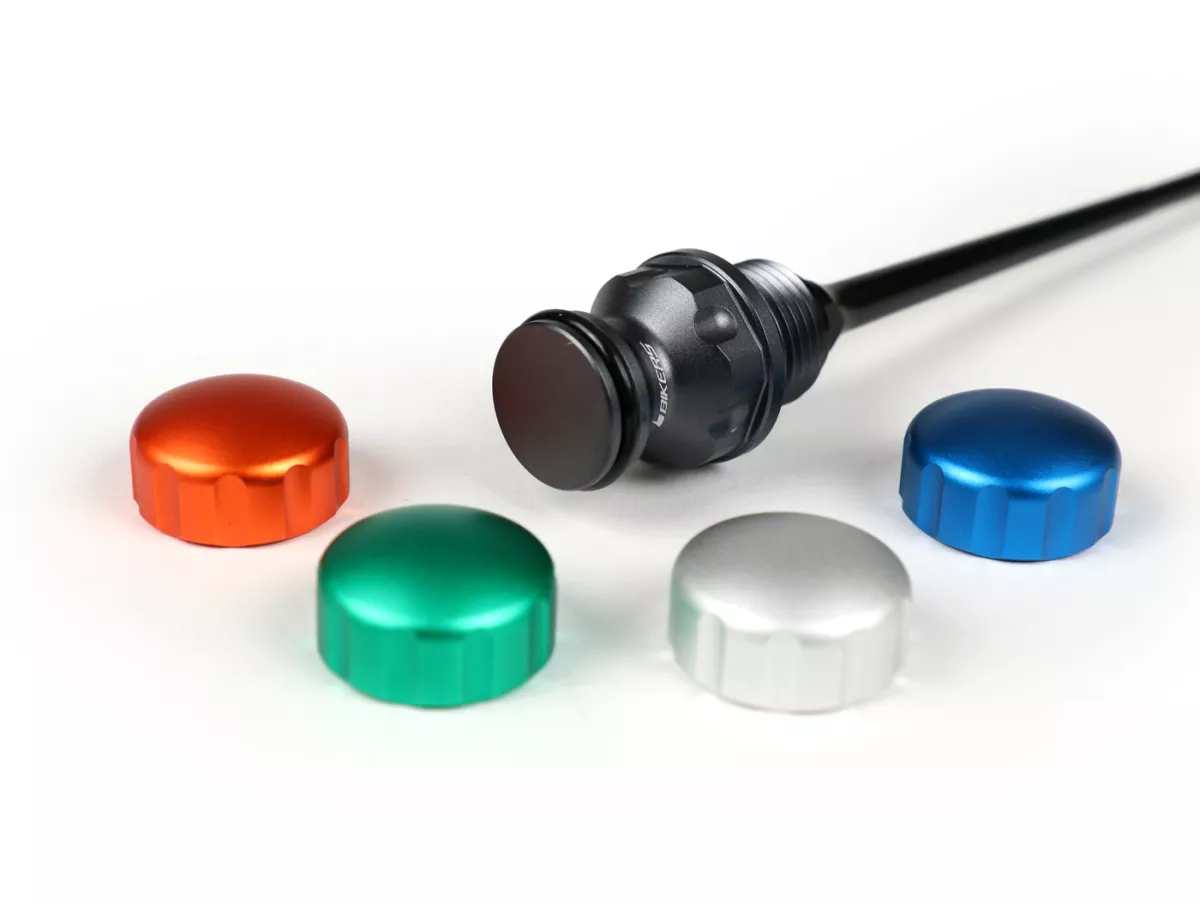 Olievuldop met peilstok voor motorolie -BIKERS, zilver, groen, oranje, blauw - Sprint 125 (RP8M82111, ZAPM81300, ZAPM81301, ZAPMA1300), Vespa Sprint 150 (ZAPM81401, ZAPMA1400), Vespa GTS 125 3V (RP8M45310, RP8M45312), Vespa GTS 150 3V (RP8M45410), Vespa S