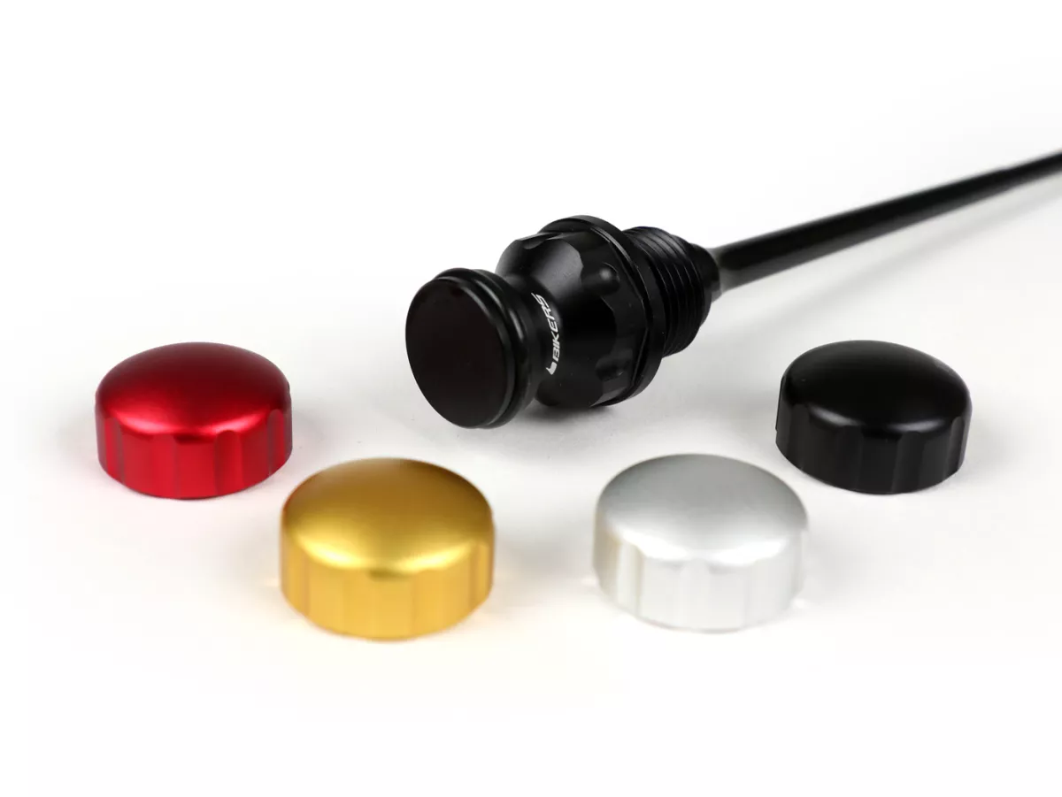 Olievuldop met peilstok voor motorolie -BIKERS, zilver, rood, goud, zwart - Sprint 125 (RP8M82111, ZAPM81300, ZAPM81301, ZAPMA1300), Vespa Sprint 150 (ZAPM81401, ZAPMA1400), Vespa GTS 125 3V (RP8M45310, RP8M45312), Vespa GTS 150 3V (RP8M45410), Vespa Spri