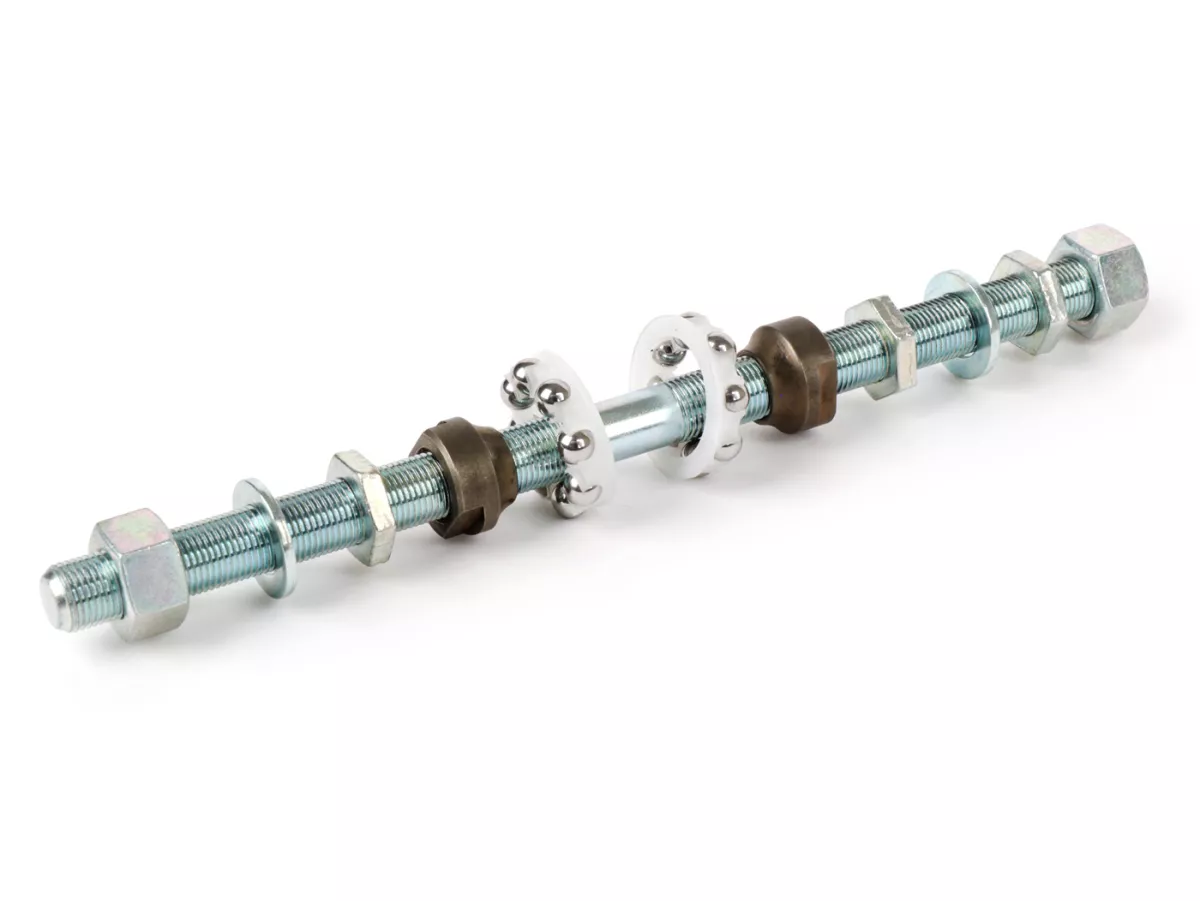 Voorwielas incl. kegels, lagers en moeren -CIF Ø11mm, L=200mm- Piaggio Ciao, SI FL2, Boss, Grillo, Superbravo