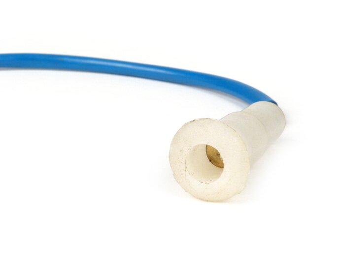 Indicator wire -LML- Vespa PX80, PX125, PX150, PX200- side panels with internal fastener - Ø12.8mm, with wire, connector plug 2mm (round, male) - rhs