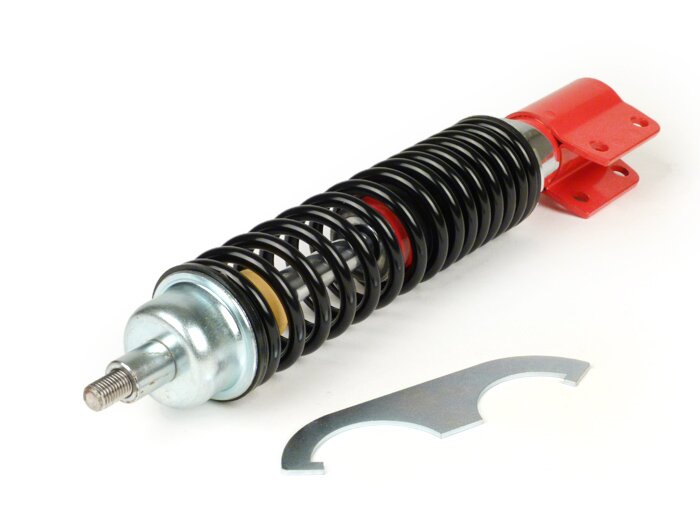 Shock absorber front -CIF 255mm, adjustable- Vespa PX80, PX125, PX150, PX200, T5 125cc - red