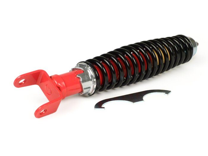 Amortisseur arrière -CIF 330mm, réglable- Vespa PX80, PX125, PX150, PX200, T5 125cc, Rally180, Rally200, Sprint150, GT125, GTR125, TS125, V50, PV, ET3 - rouge