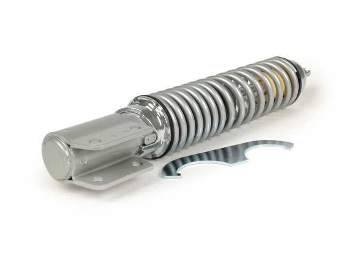 Shock absorber front -CIF 255mm, adjustable- Vespa PX80, PX125, PX150, PX200, T5 125cc - silver