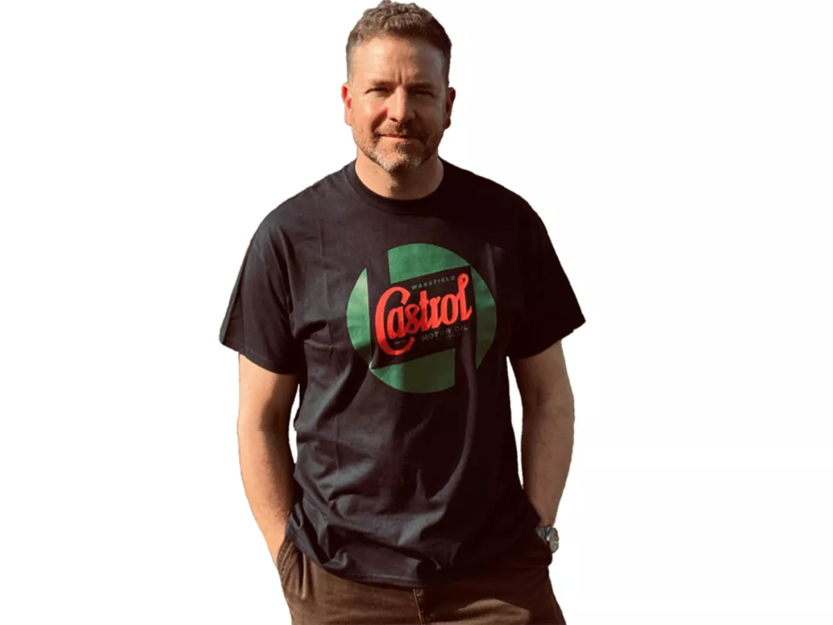 Kaos -CASTROL, Klasik- hitam - M