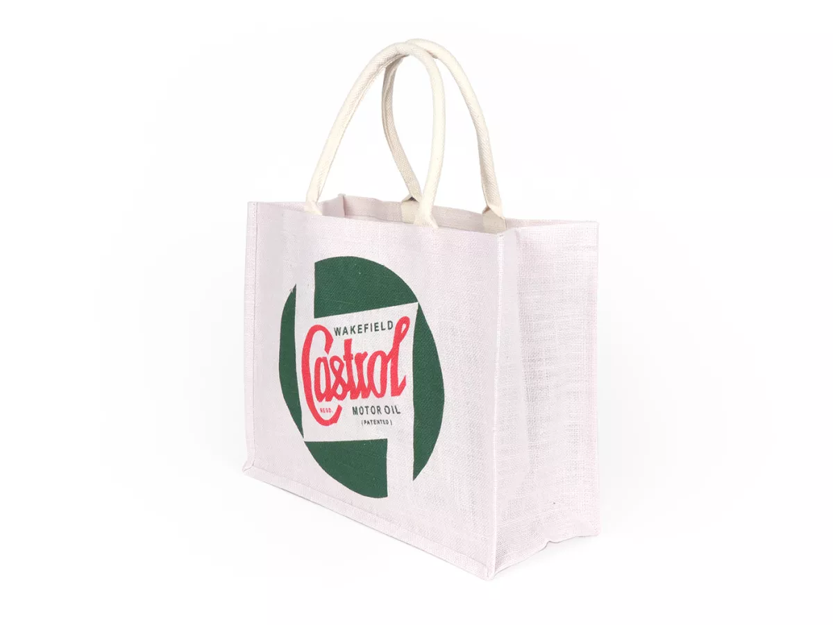 Tas pembawa -CASTROL, Klasik- goni, putih, pegangan panjang