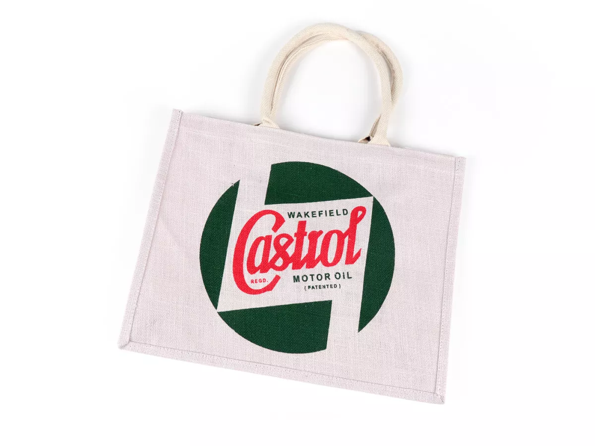 Tas pembawa -CASTROL, Klasik- goni, putih, pegangan panjang