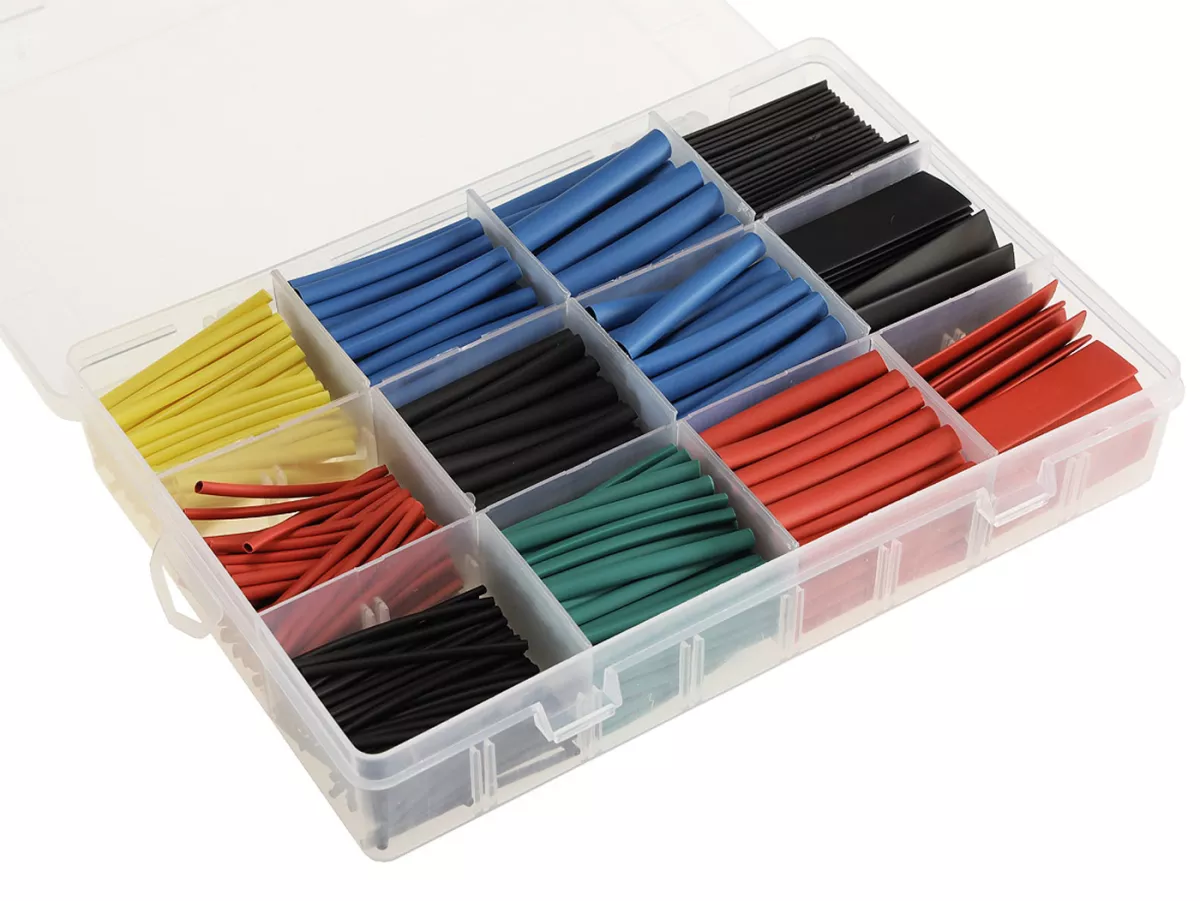 Shrink sleeve set -CHILITEC 560 pcs- multi coloured - Ø=13mm 20x, 10mm 24x ,7mm 24x, 6mm 26x, 5mm 26x, 4mm 40x, 3,5mm 50x, 3mm 50x, 2,5mm 50x, 2mm 70x, 1,5mm 70x, 1mm 90x