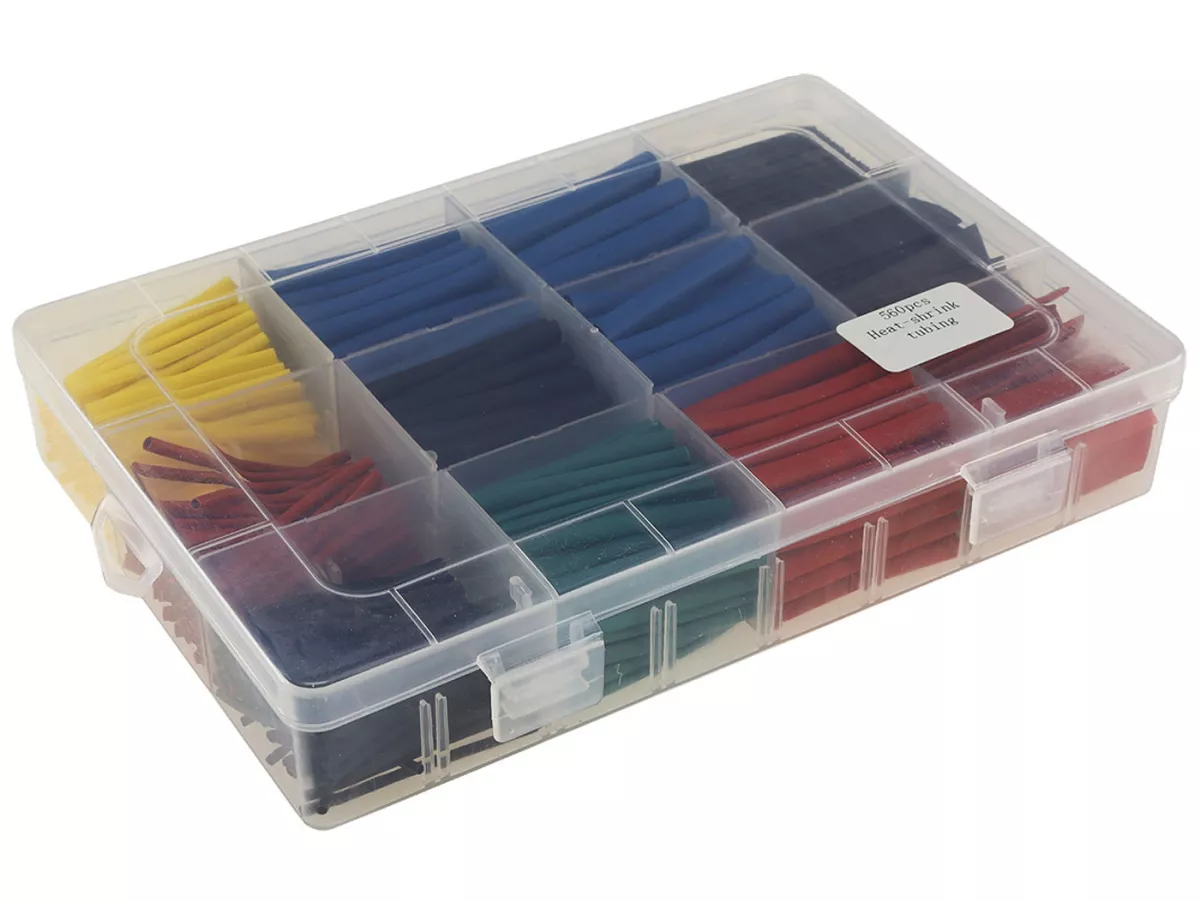 Shrink sleeve set -CHILITEC 560 pcs- multi coloured - Ø=13mm 20x, 10mm 24x ,7mm 24x, 6mm 26x, 5mm 26x, 4mm 40x, 3,5mm 50x, 3mm 50x, 2,5mm 50x, 2mm 70x, 1,5mm 70x, 1mm 90x
