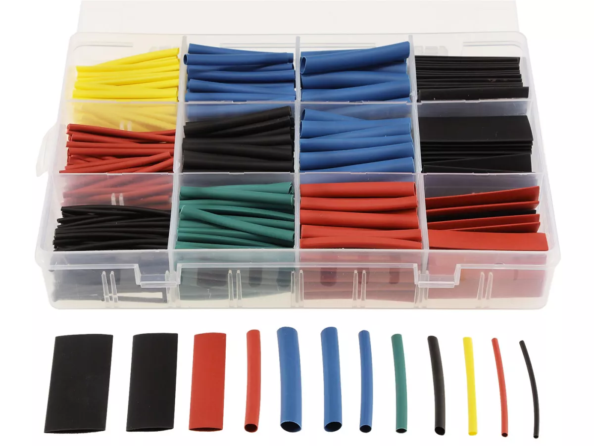 Shrink sleeve set -CHILITEC 560 pcs- multi coloured - Ø=13mm 20x, 10mm 24x ,7mm 24x, 6mm 26x, 5mm 26x, 4mm 40x, 3,5mm 50x, 3mm 50x, 2,5mm 50x, 2mm 70x, 1,5mm 70x, 1mm 90x