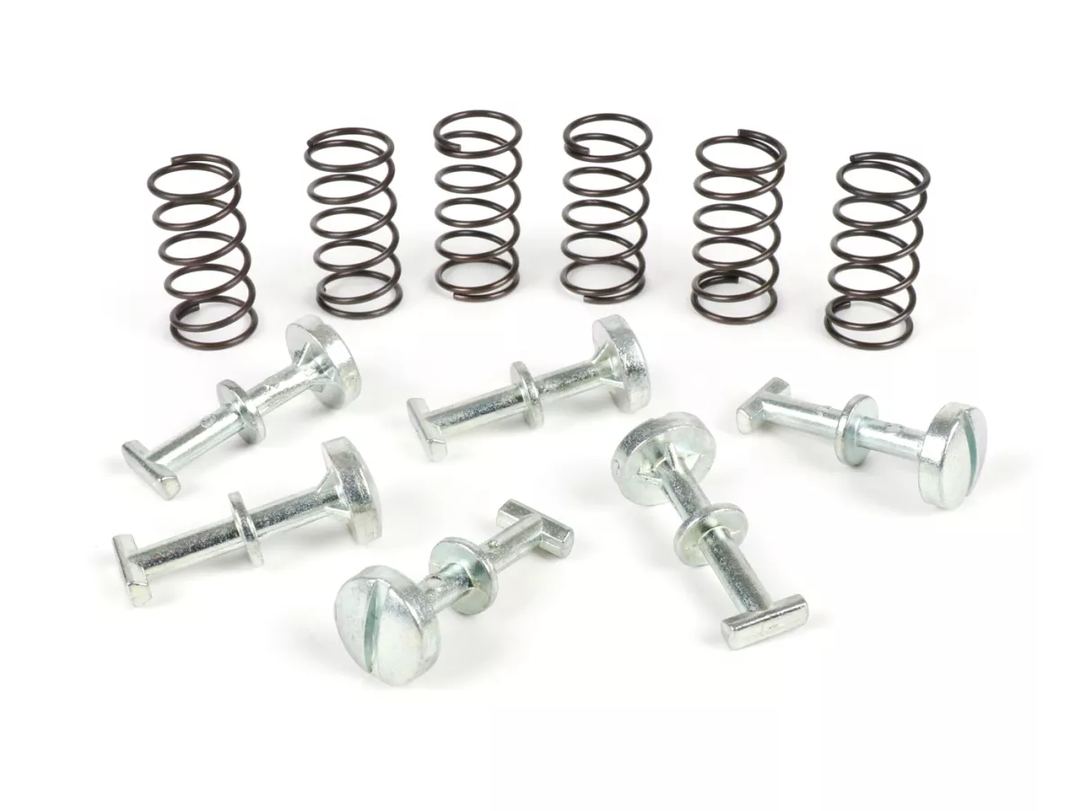 Retainers and springs for lateral cover -CIF, (6x long)- Piaggio SI, SI FL, Bravo (1982)