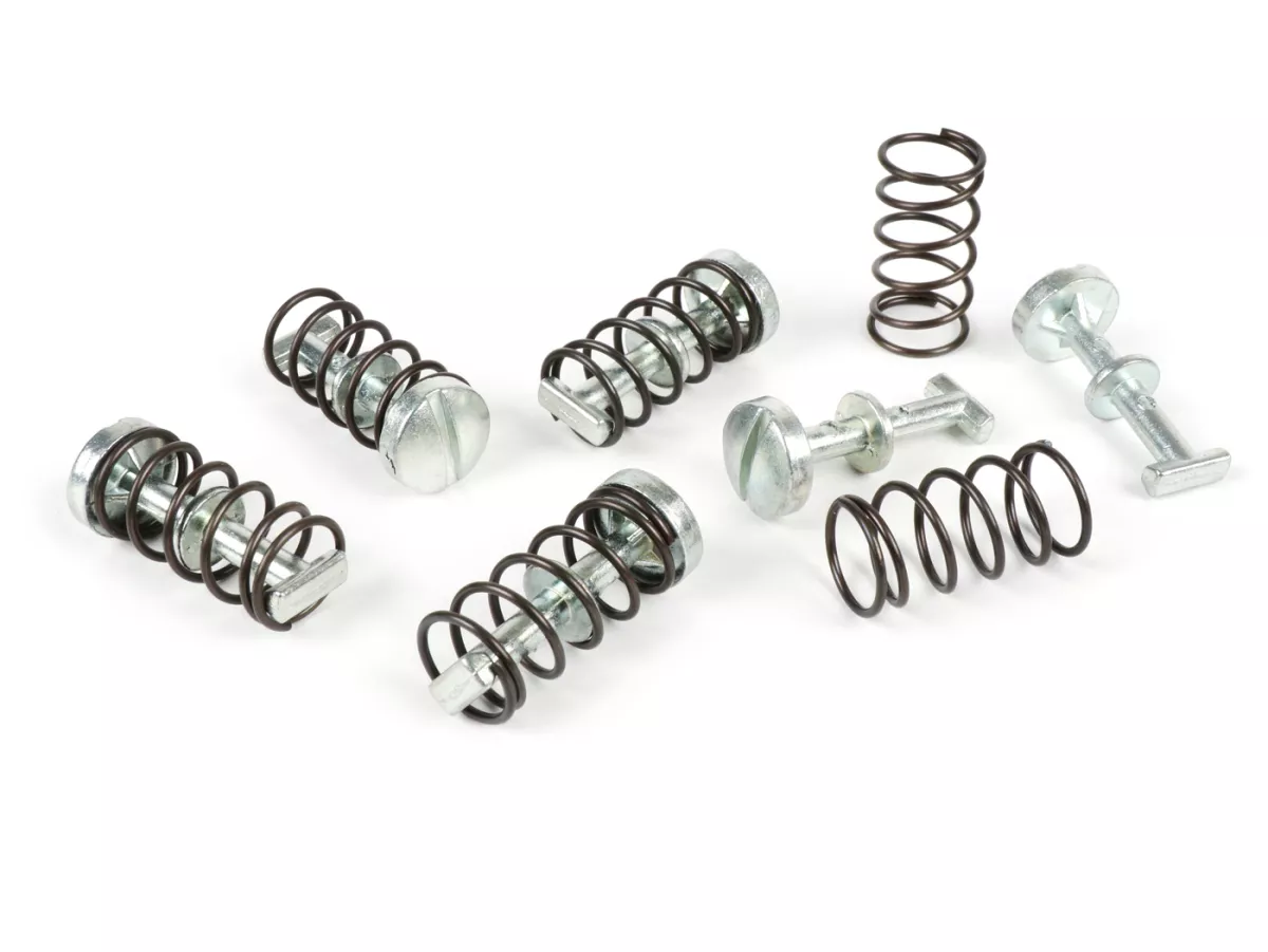 Retainers and springs for lateral cover -CIF, (6x long)- Piaggio SI, SI FL, Bravo (1982)