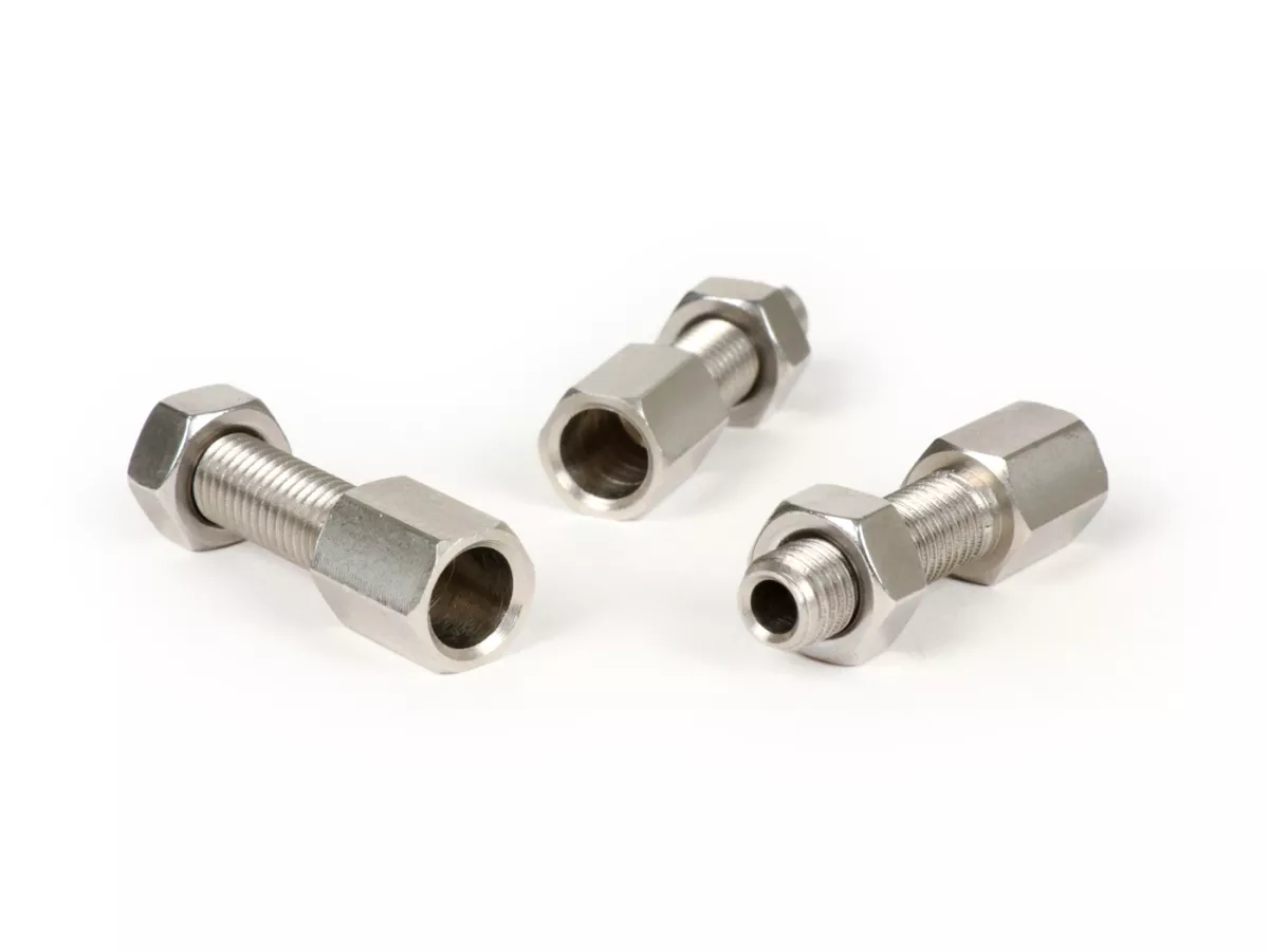 Stelschroefset M7 x 25mm -CASA LAMBRETTA, Long Neck- roestvrij staal - 3 stuks.