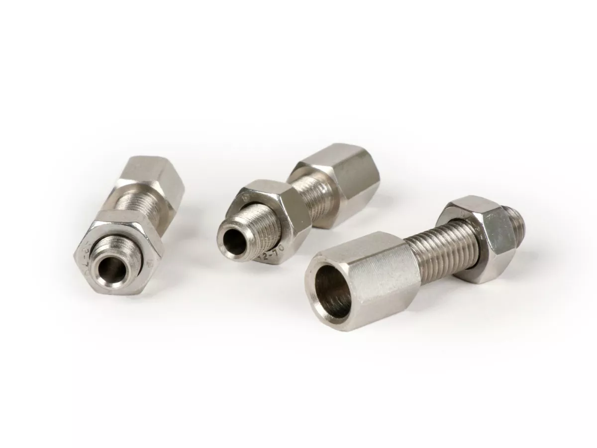 Stelschroefset M7 x 25mm -CASA LAMBRETTA, Long Neck- roestvrij staal - 3 stuks.