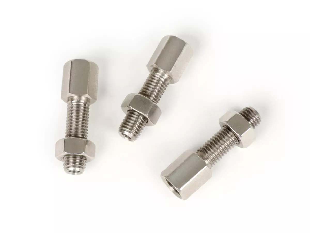 Stelschroefset M7 x 25mm -CASA LAMBRETTA, Long Neck- roestvrij staal - 3 stuks.