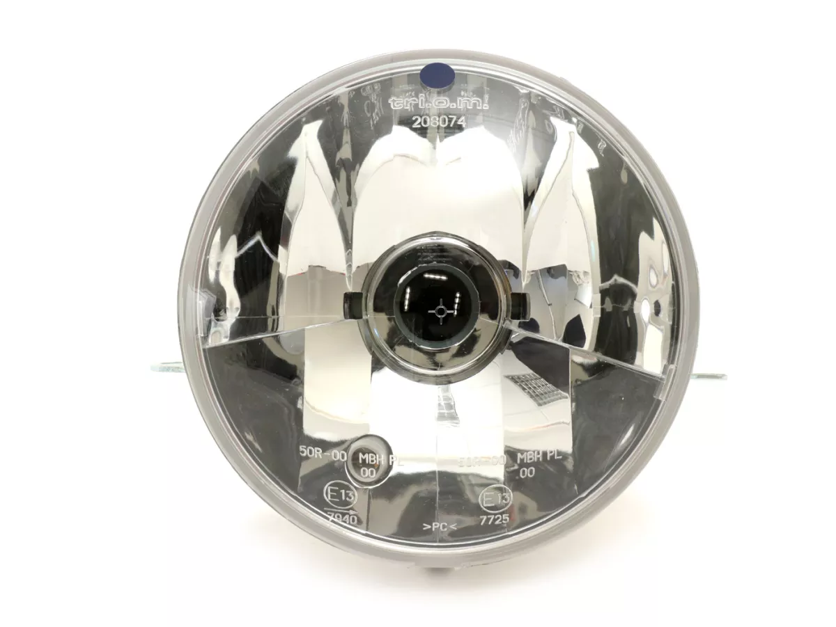 Headlight -PIAGGIO Ø=146mm- Vespa PX EFL - H4, clear glass, right hand traffic