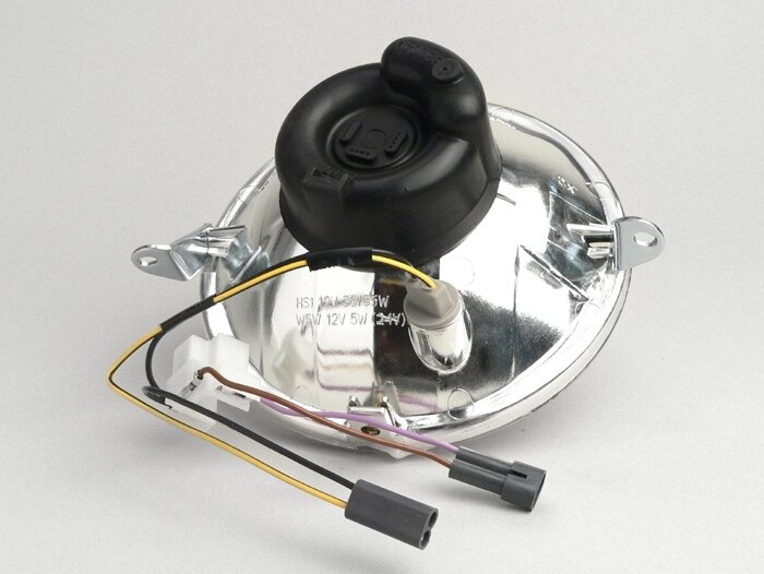 Headlight -PIAGGIO Ø=146mm- Vespa PX EFL - H4, clear glass, right hand traffic